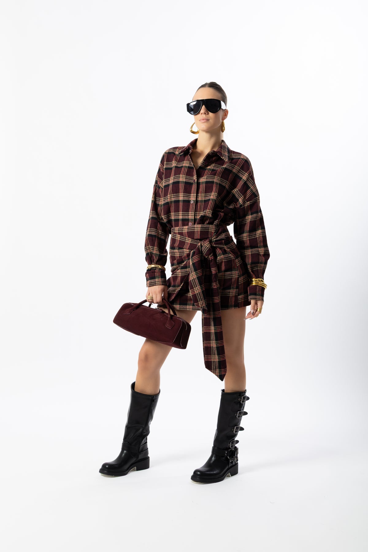 Camicia tartan bordeaux