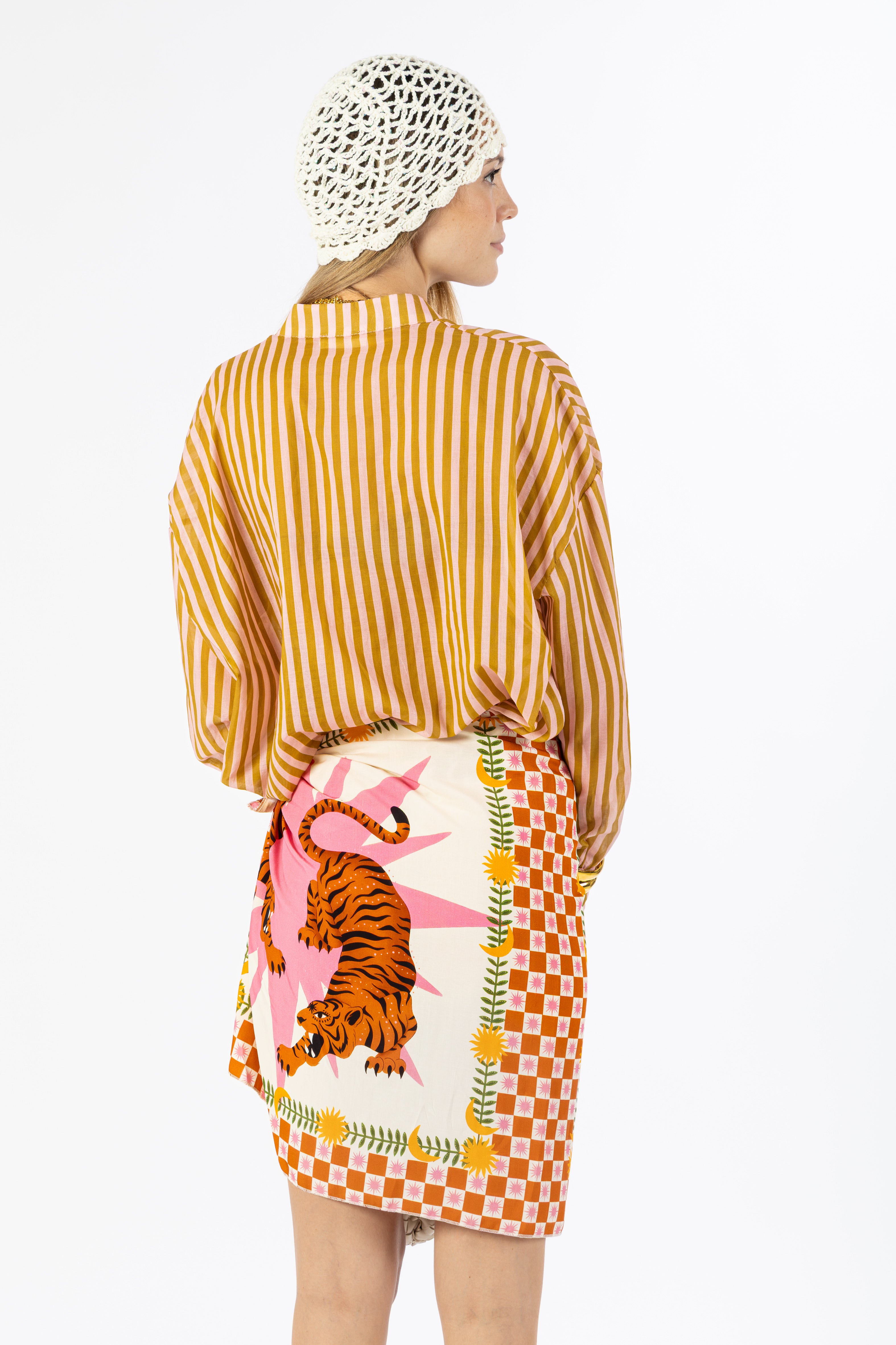 Camicia righe caramello