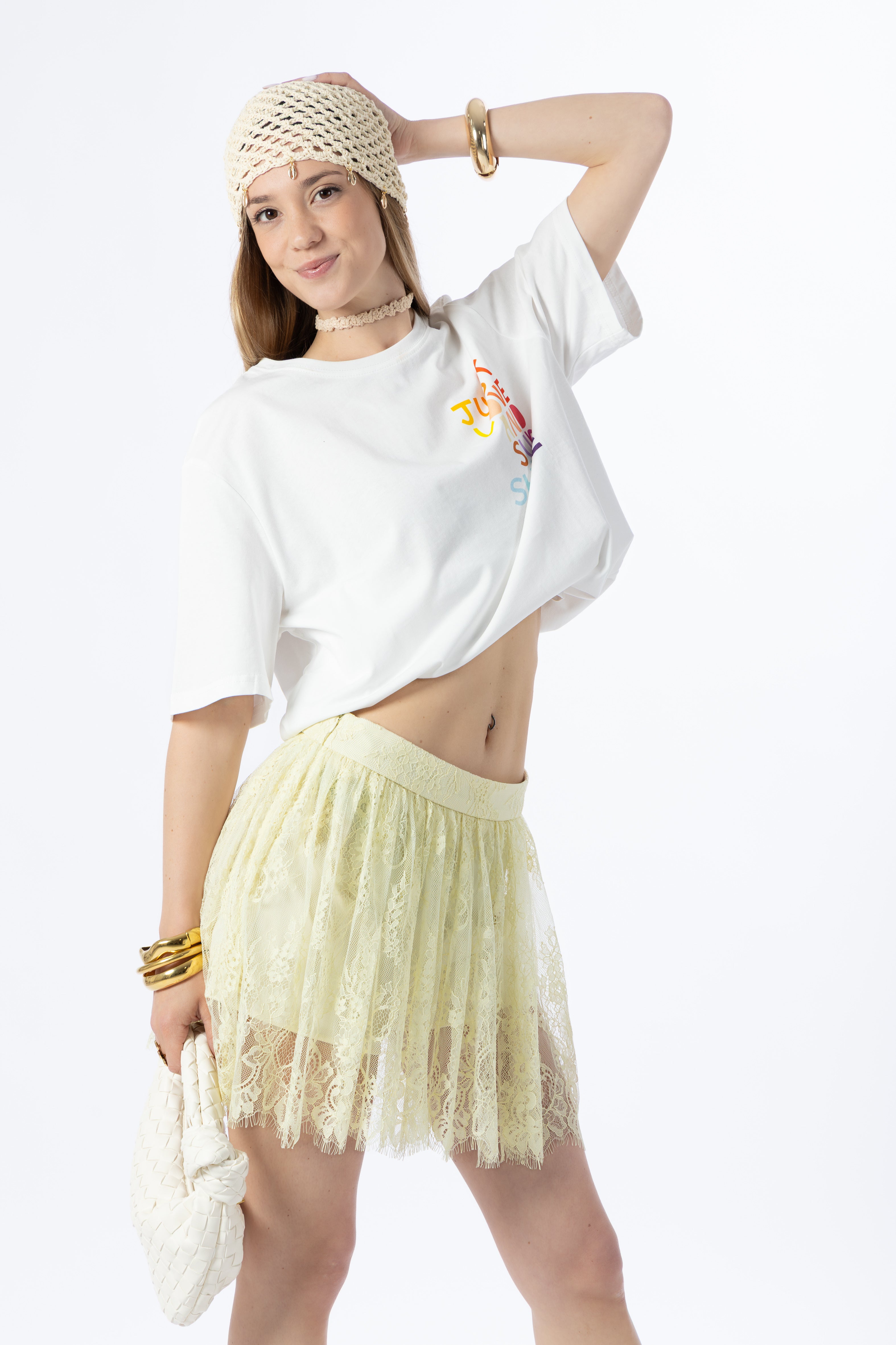 Minigonna pizzo giallo