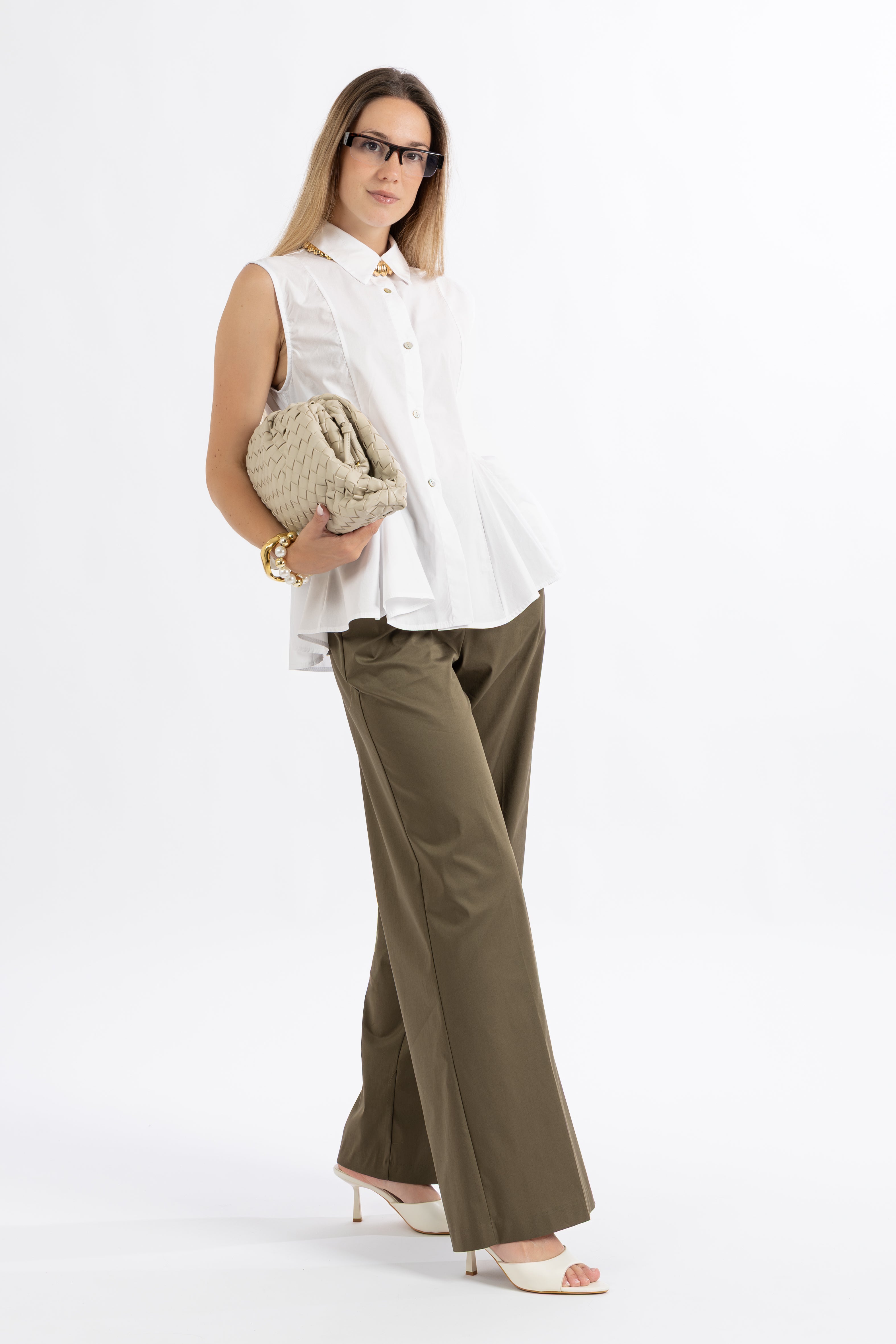 Pantalone verde popeline