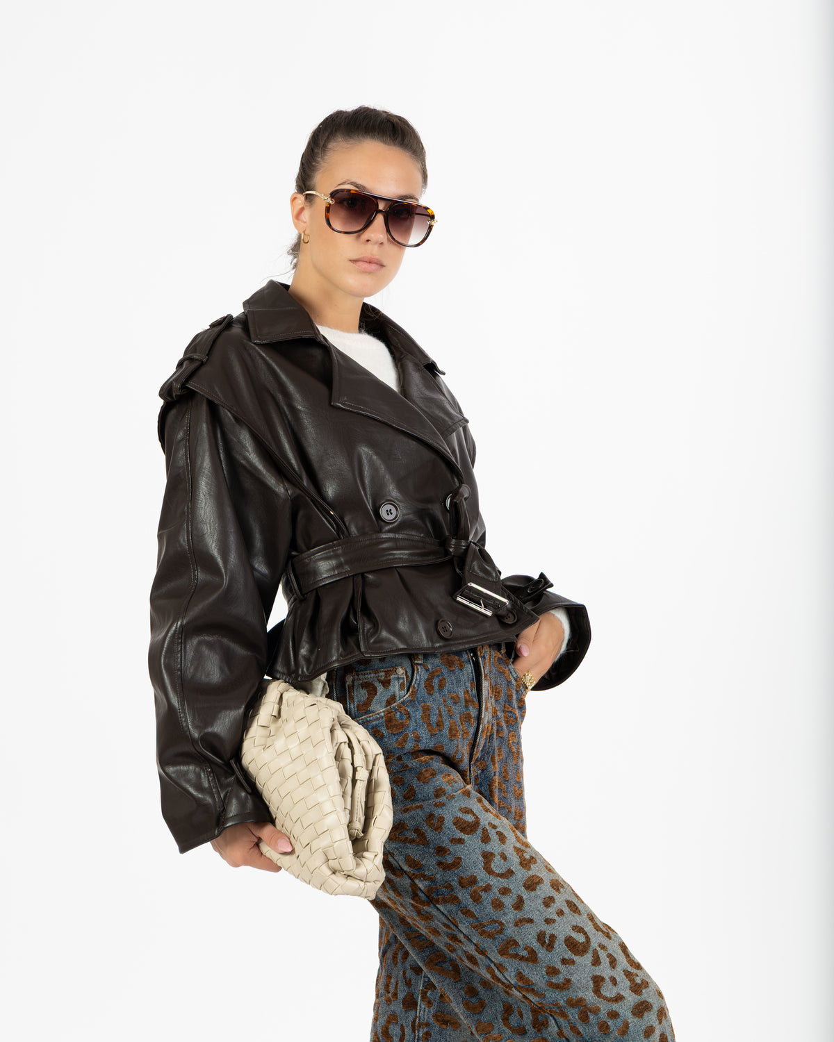Trench simil pelle cioccolato