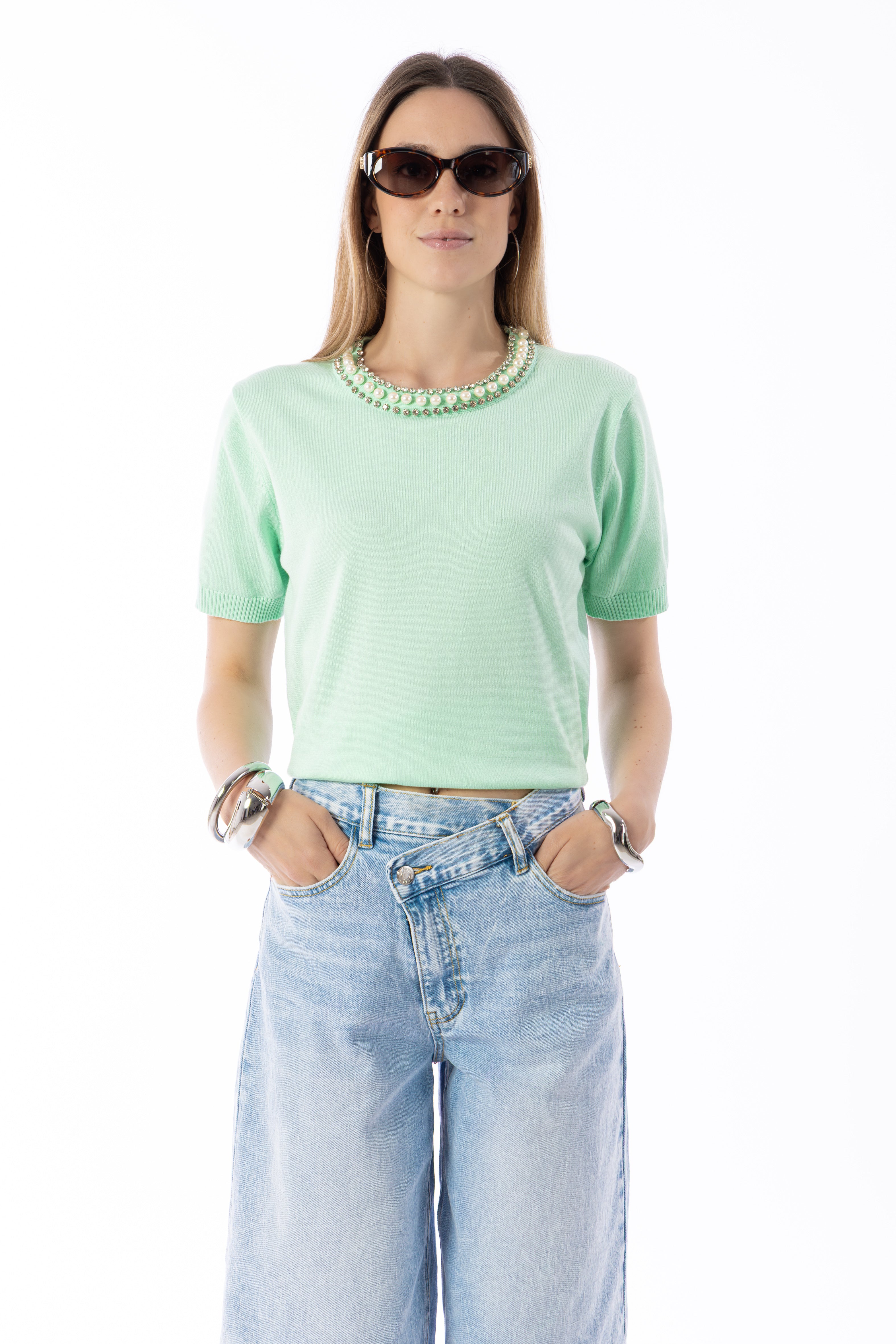 Maglia in filo con strass
