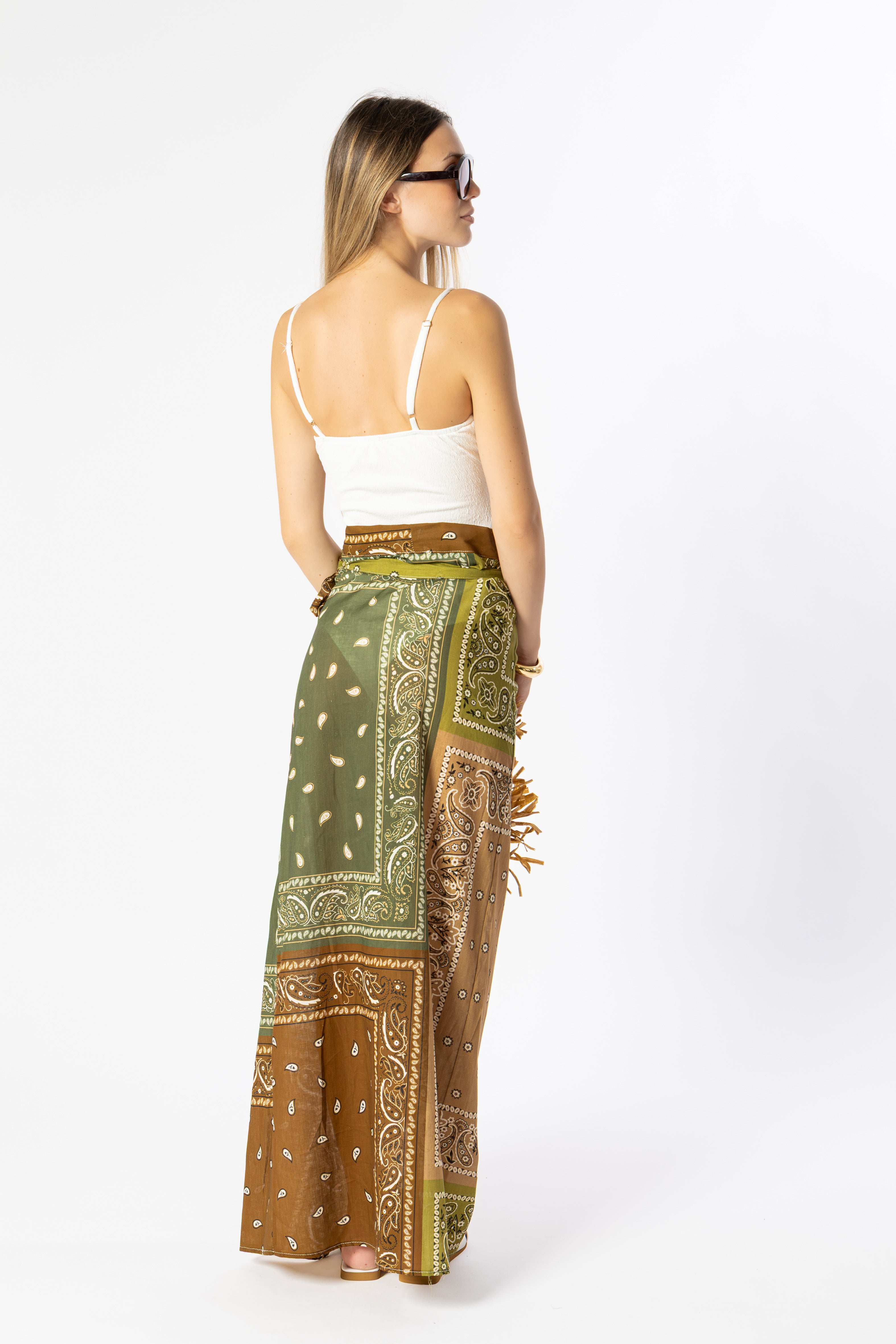 Pareo bandana verde/beige