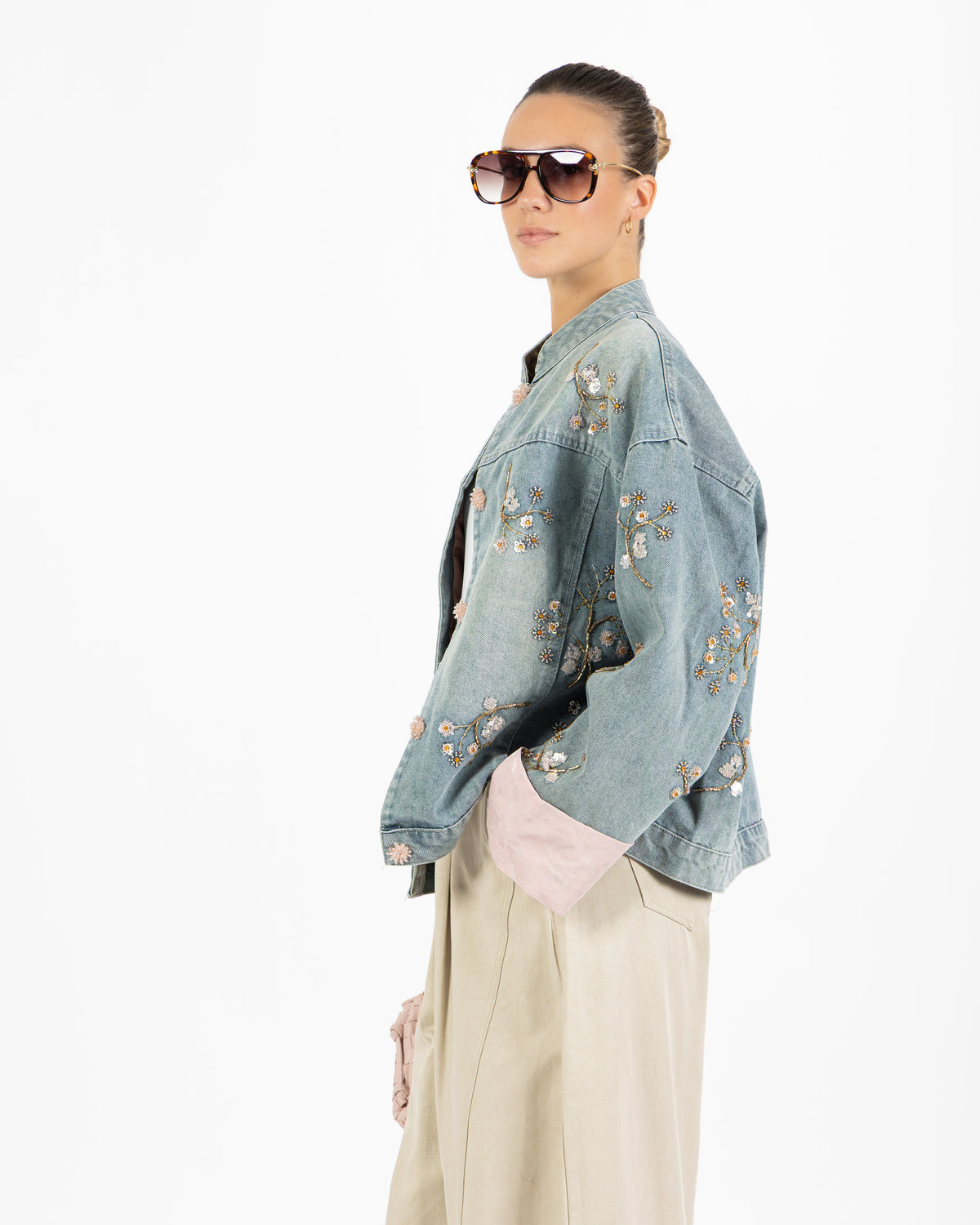 Giacca denim Giada con strass