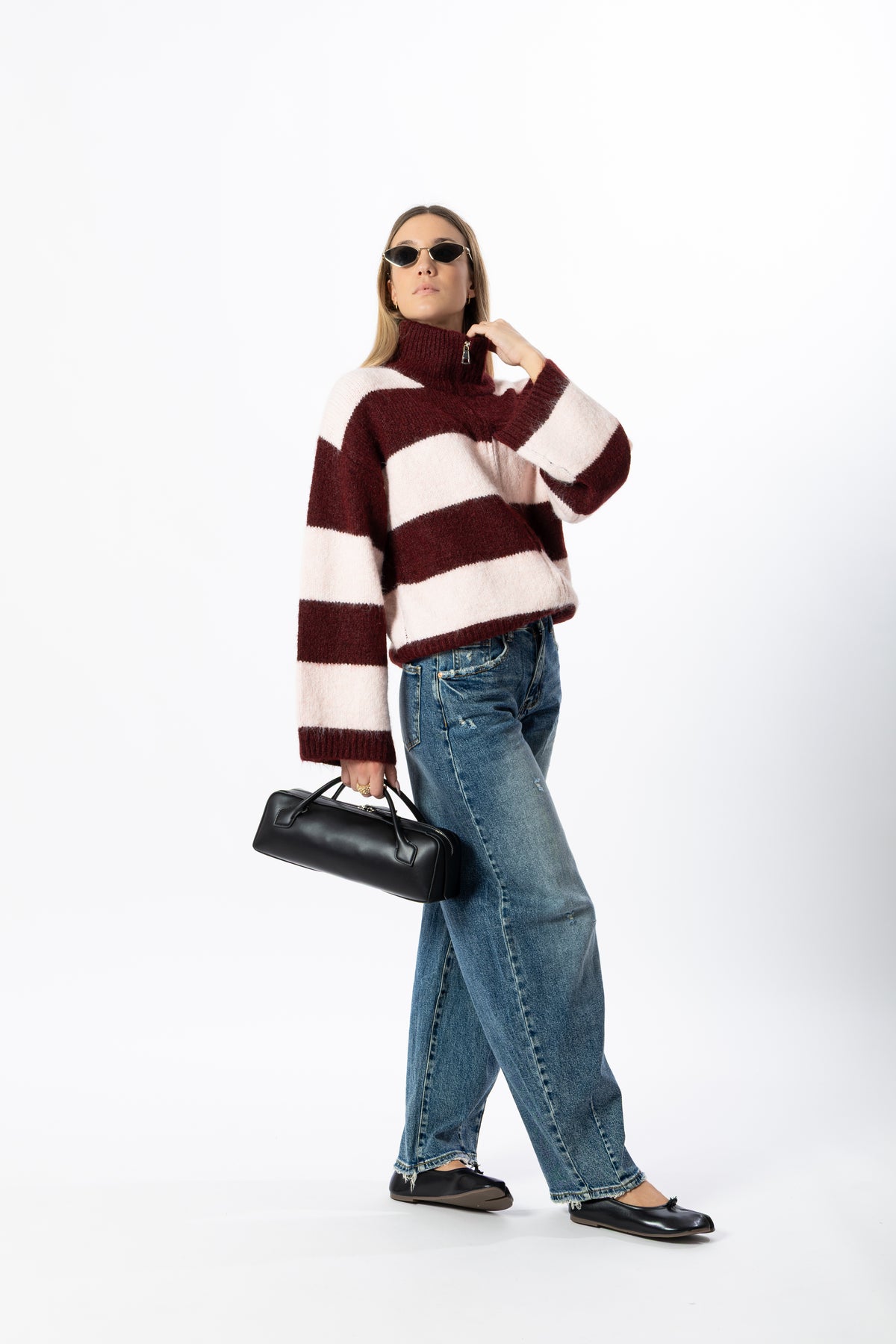 Maglione righe bordeaux