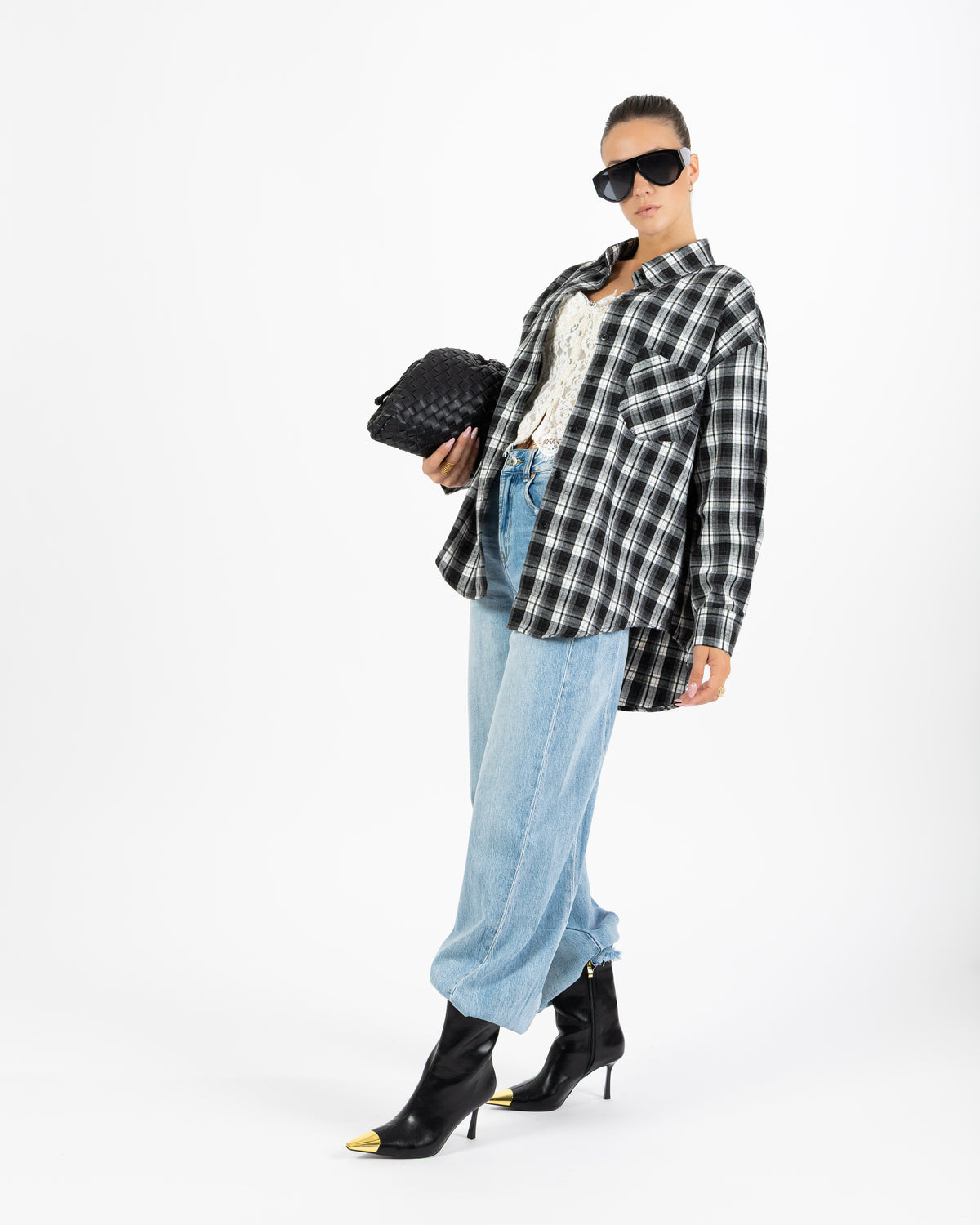 Camicia tartan nera