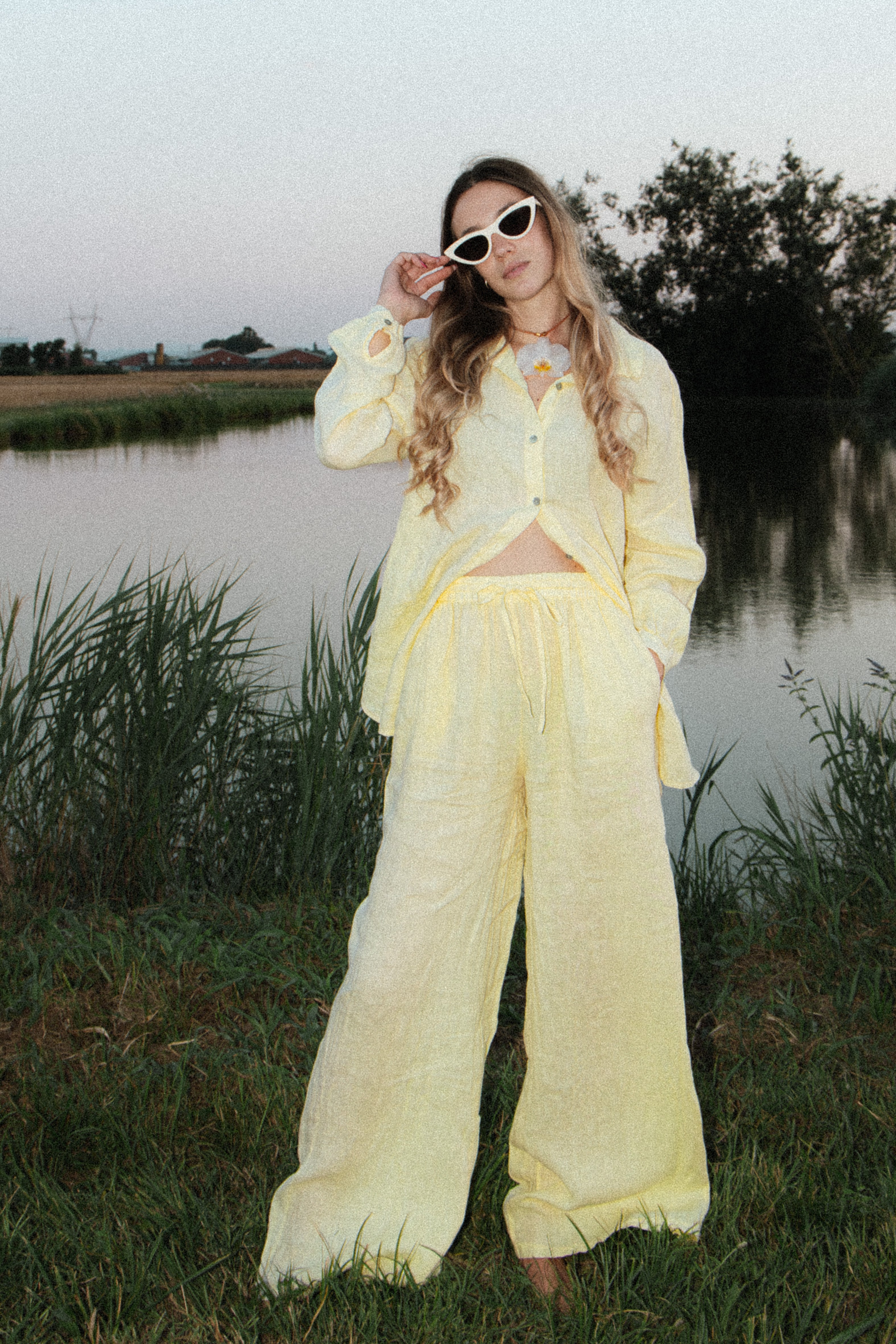 Pantalone lino giallo
