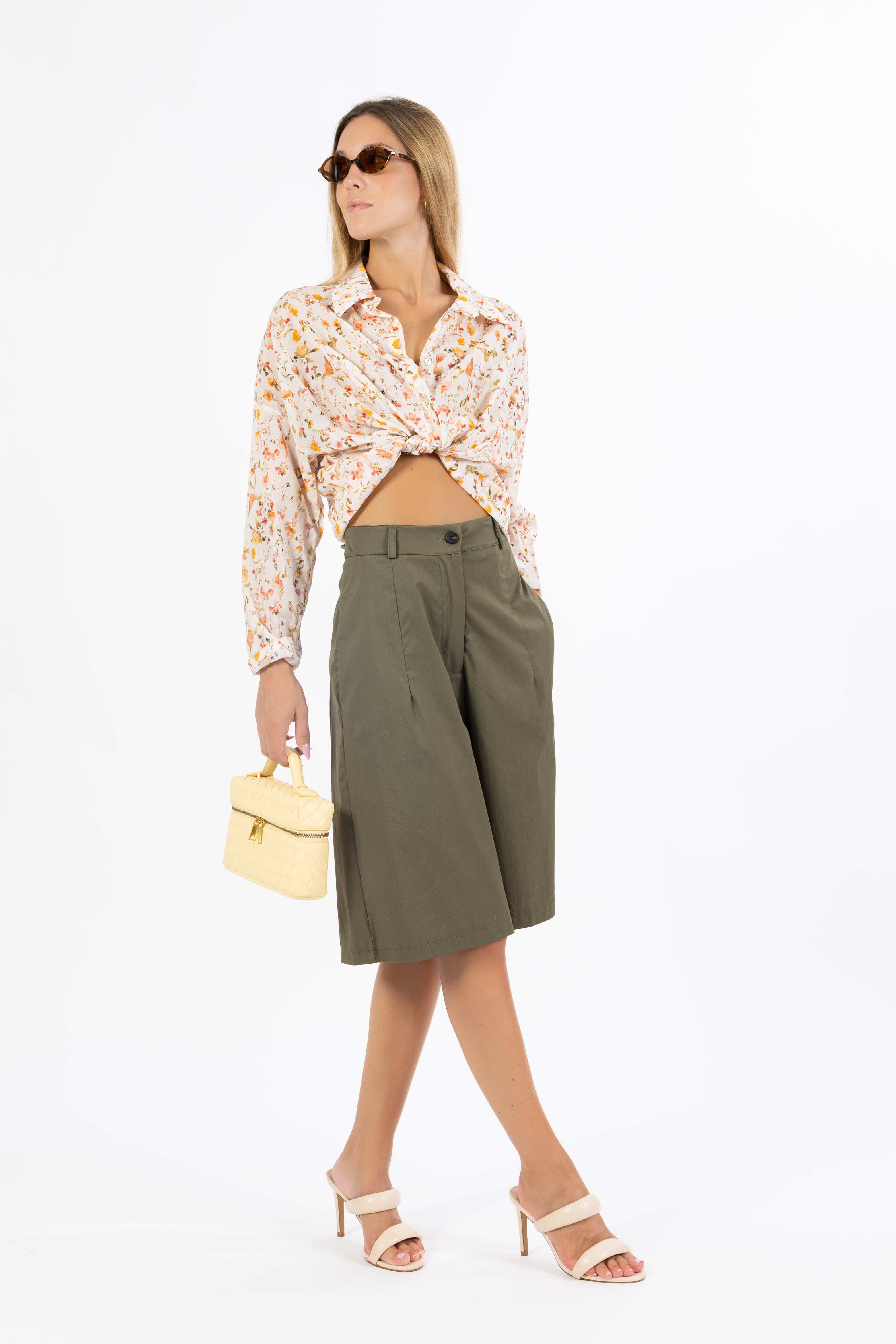 Camicia floreale panna