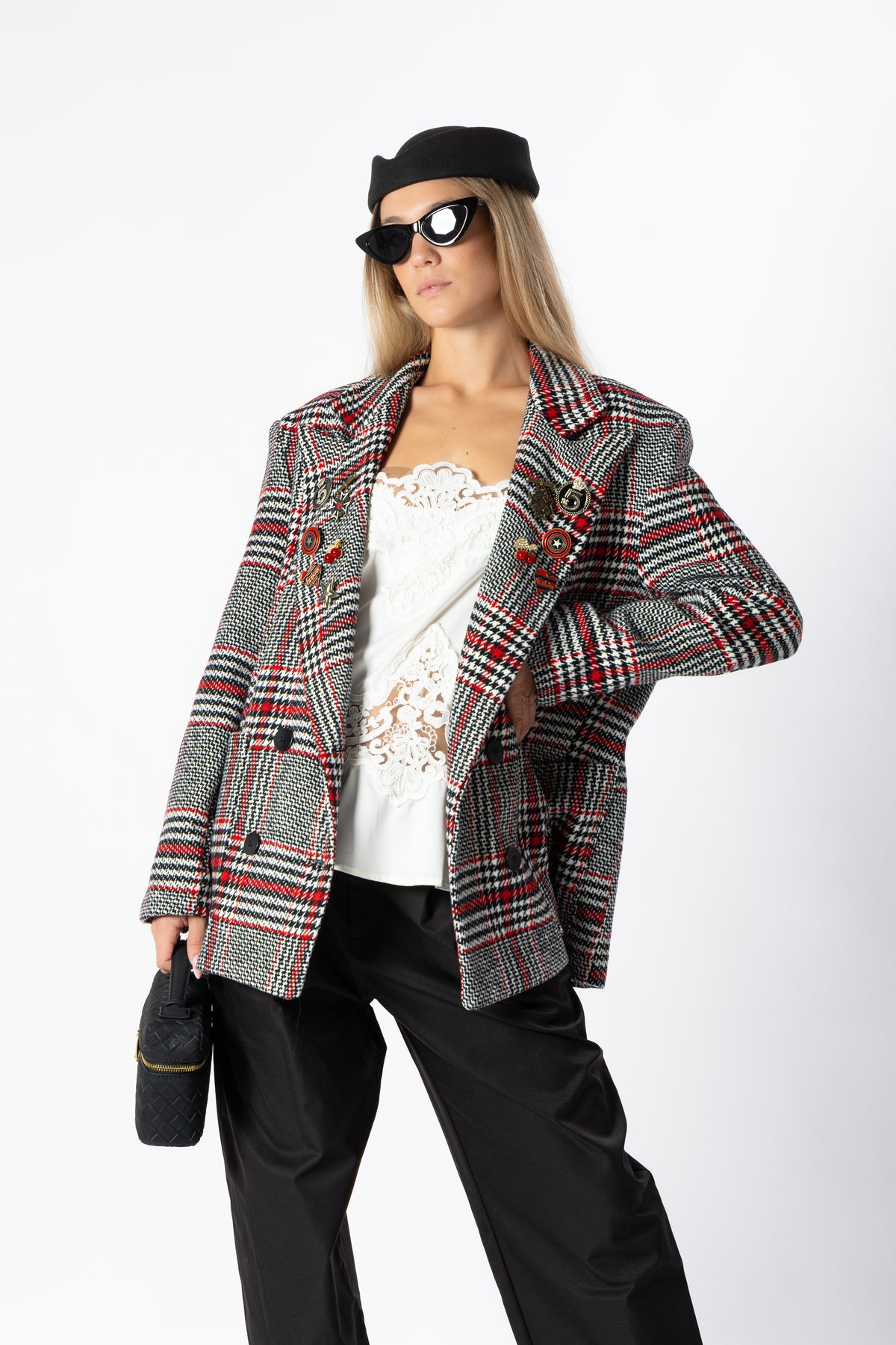 Blazer tartan rosso