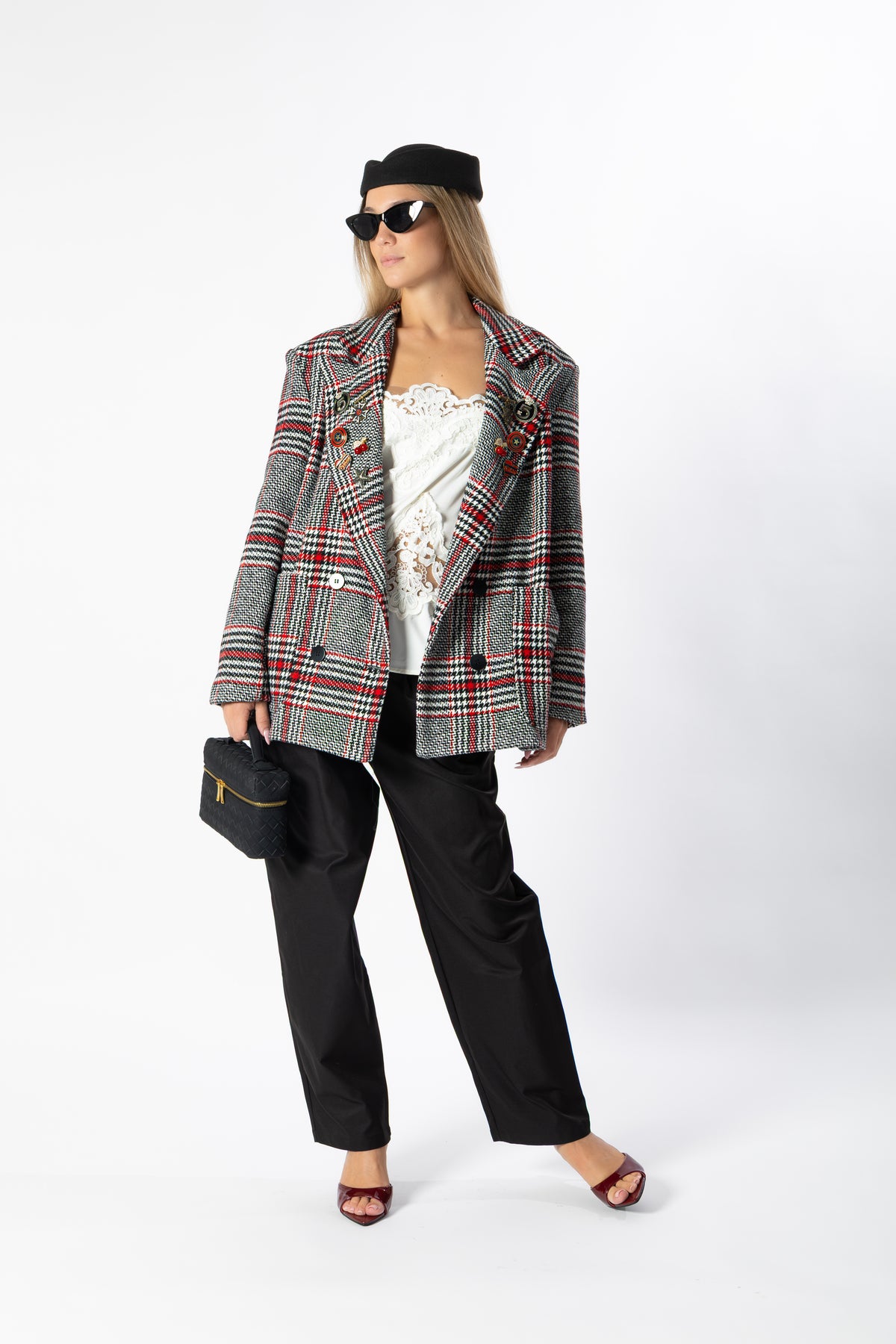 Blazer tartan rosso