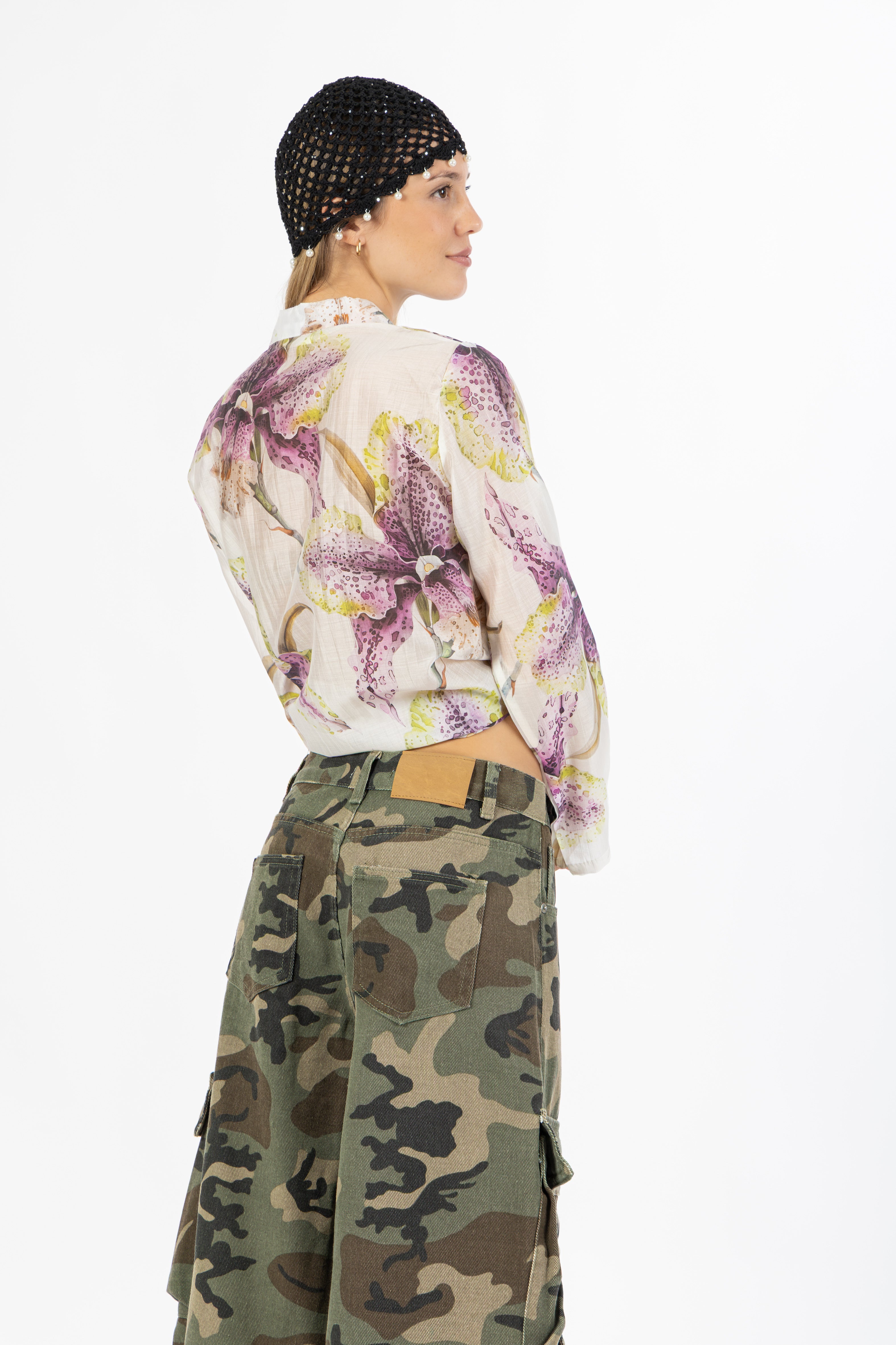 Camicia bianca Flowers