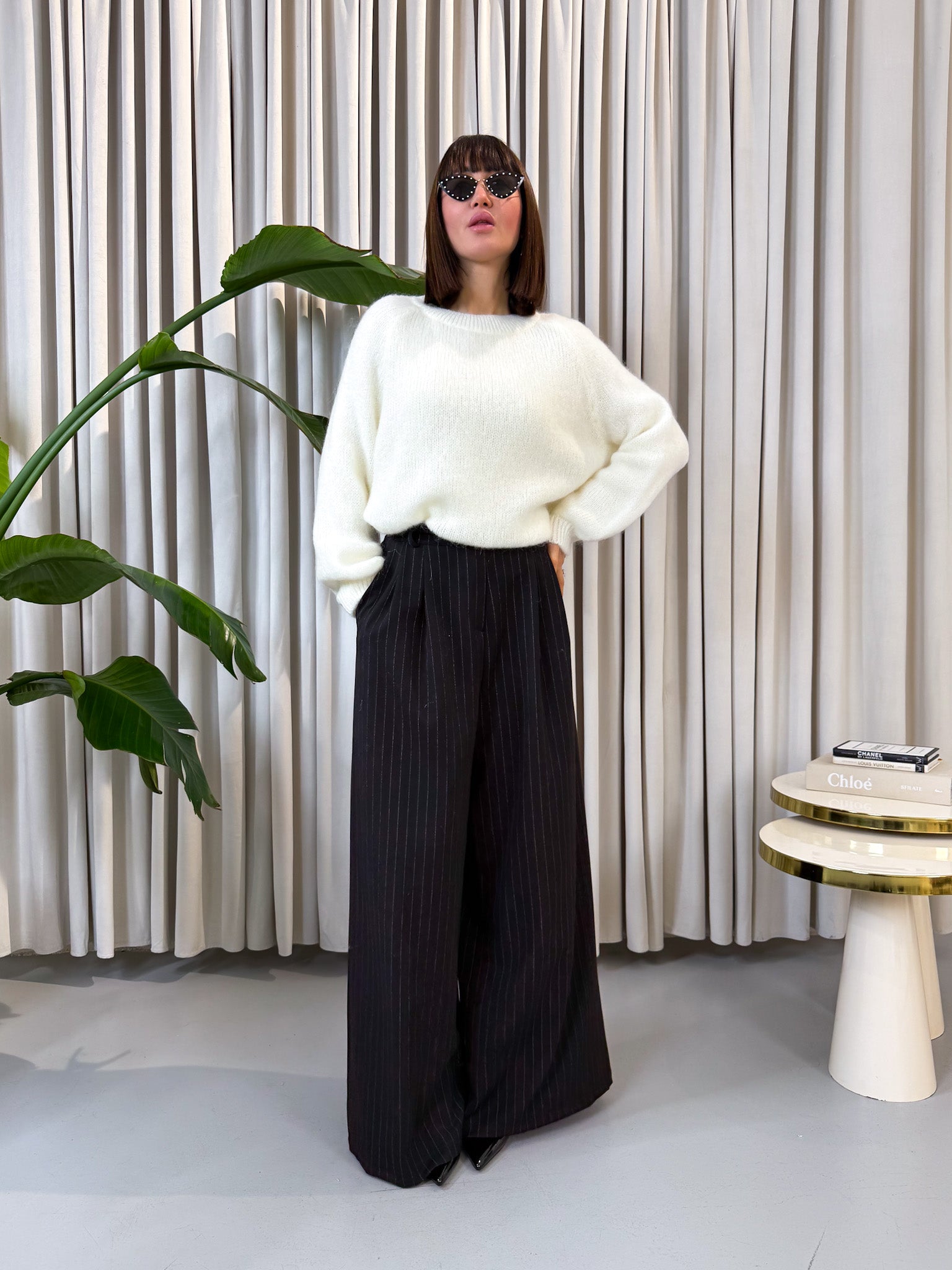 Maglione mohair panna