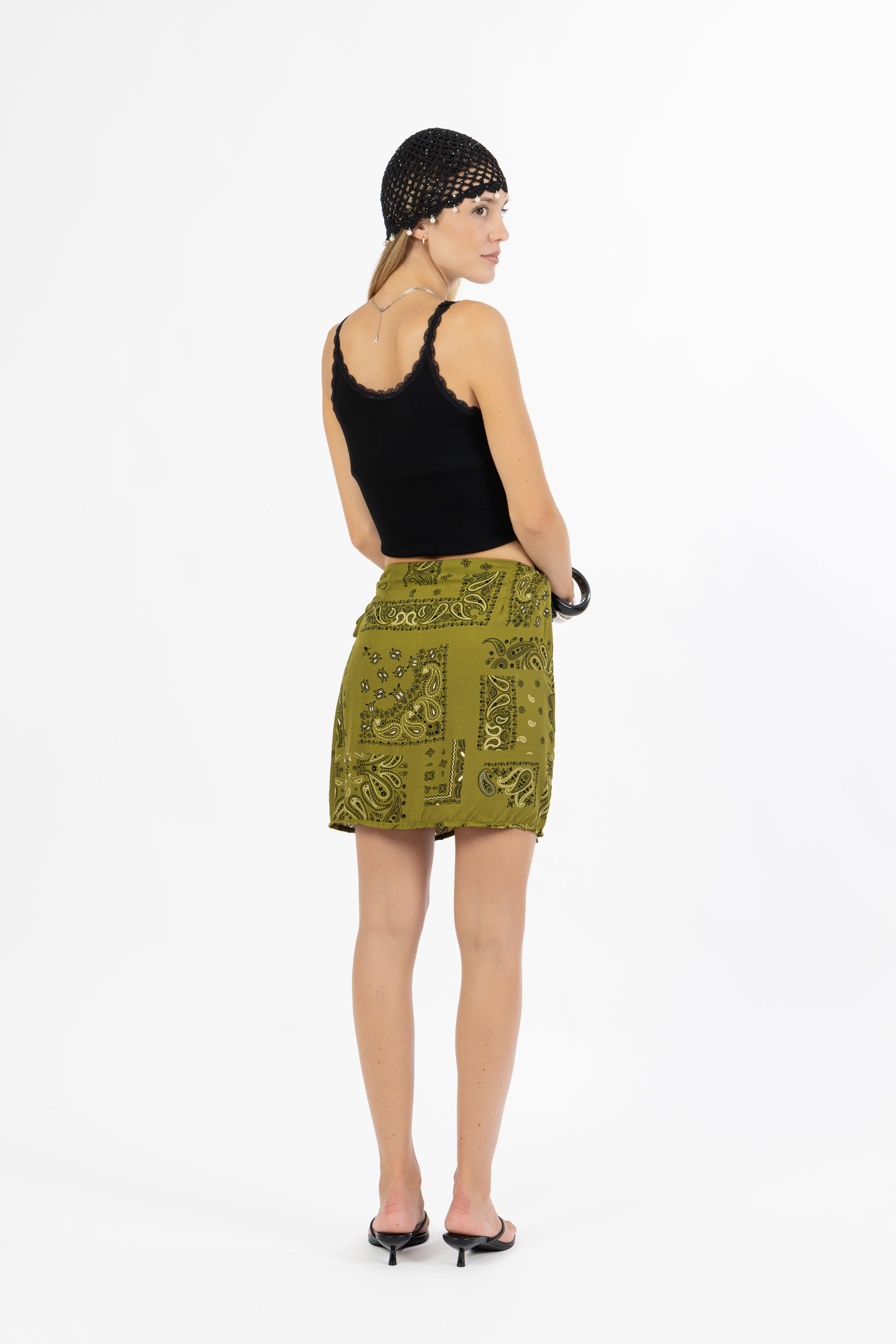 Minigonna pareo bandana verde