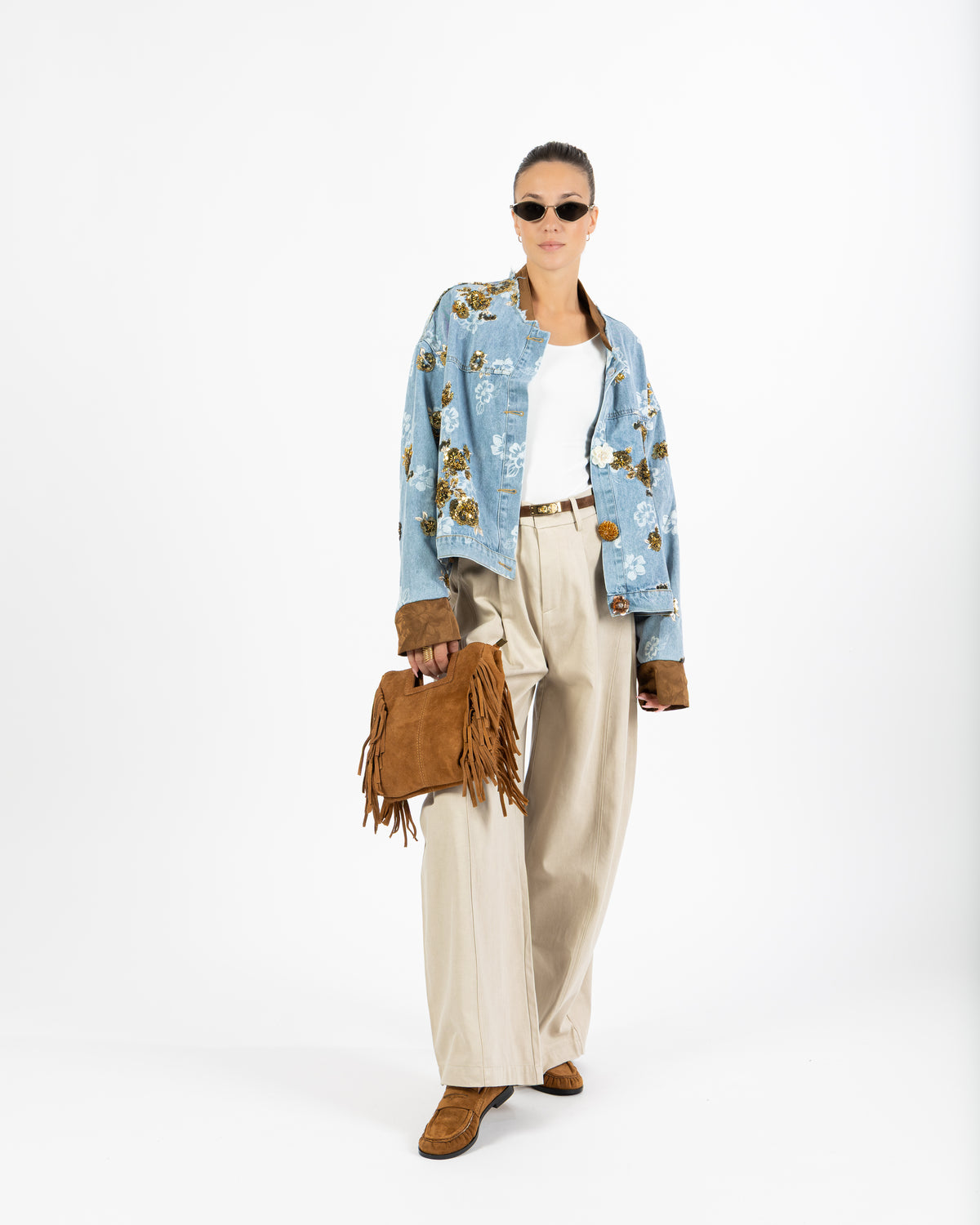 Giacca denim Laila con strass
