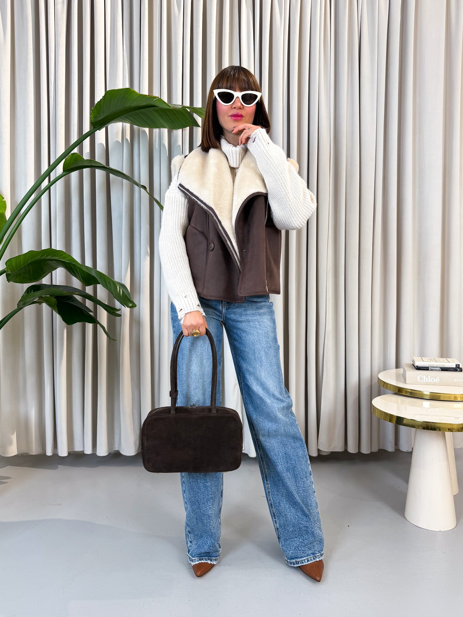 Gilet eco montone marrone