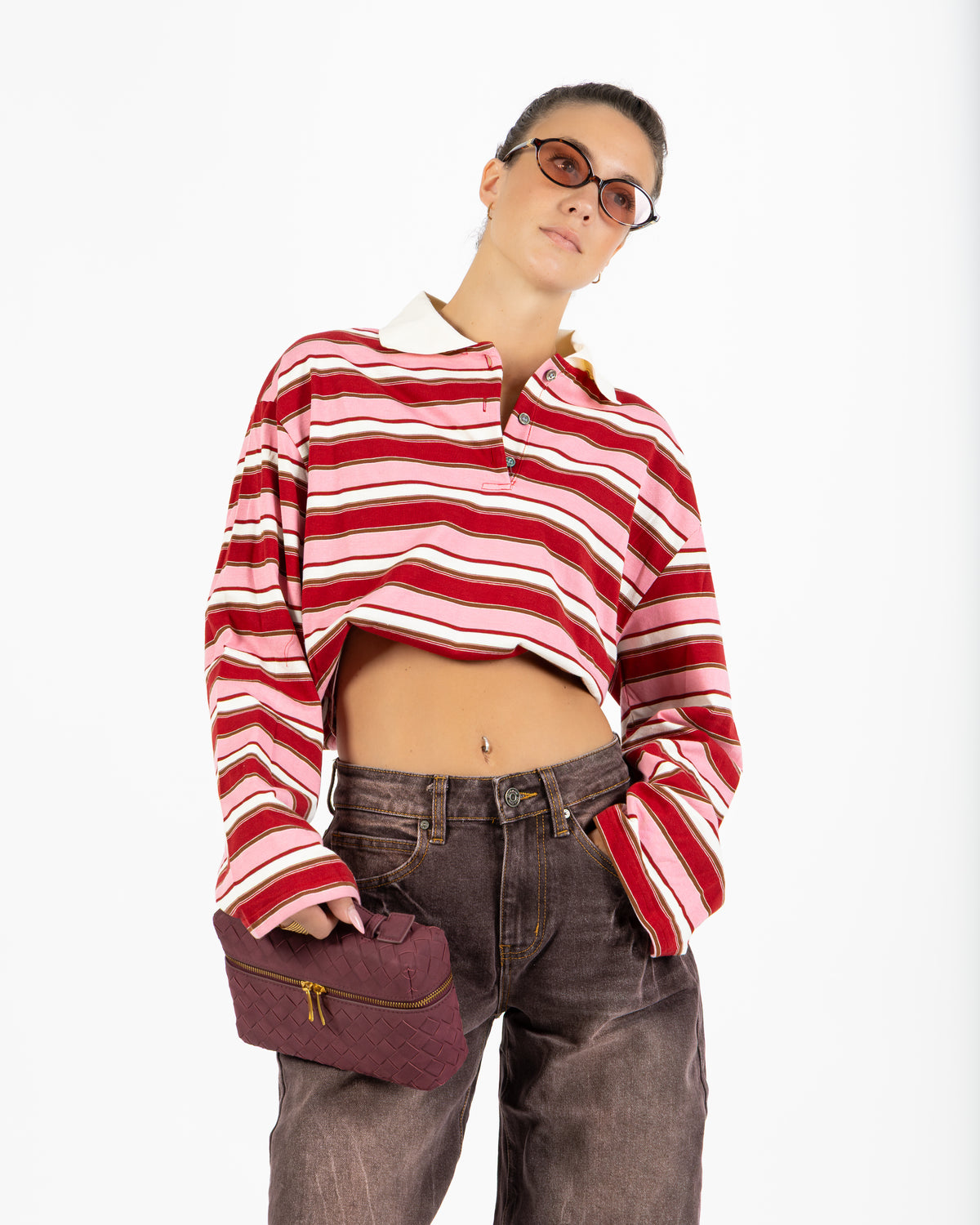 Polo righe rosso e rosa