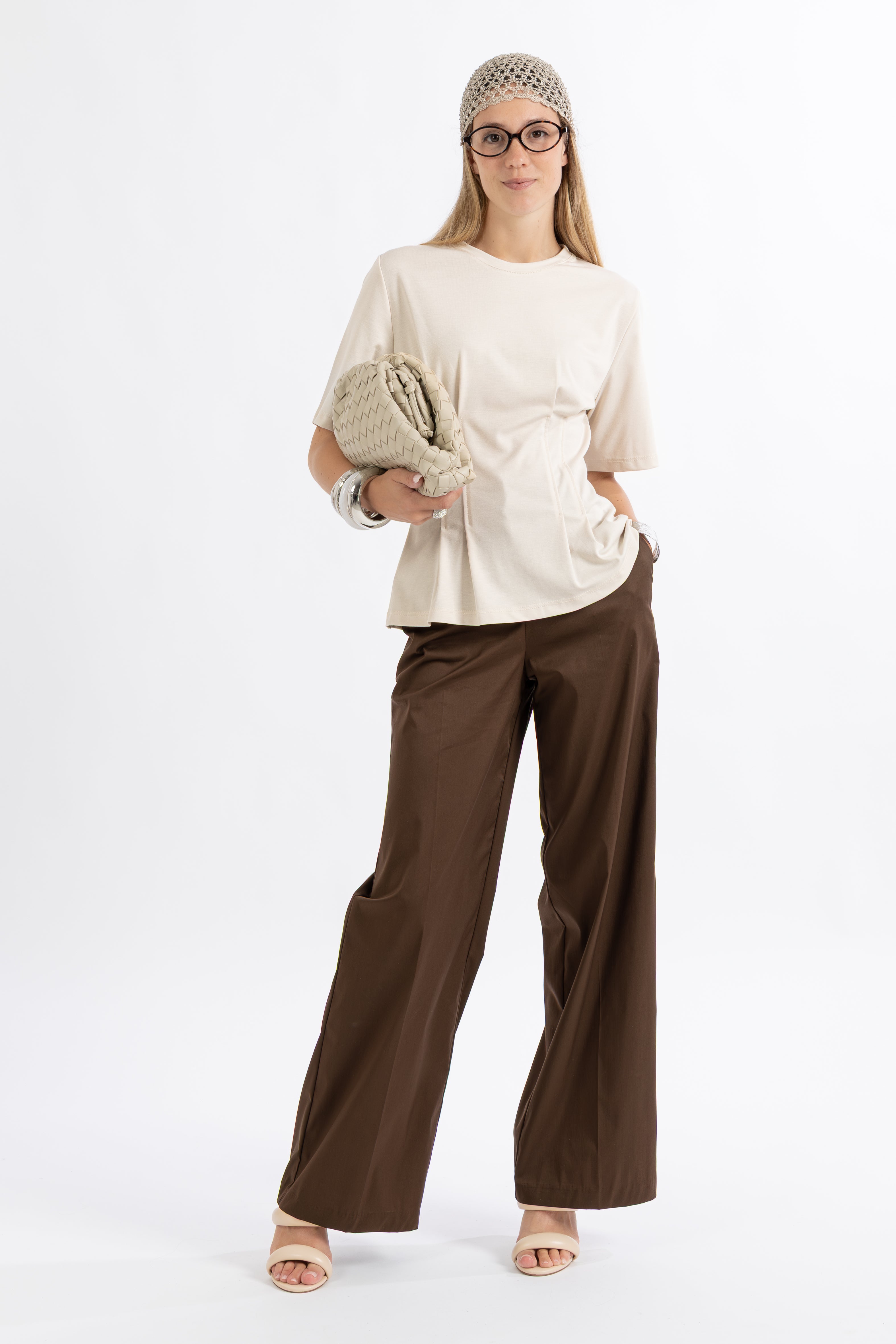 Pantalone marrone popeline