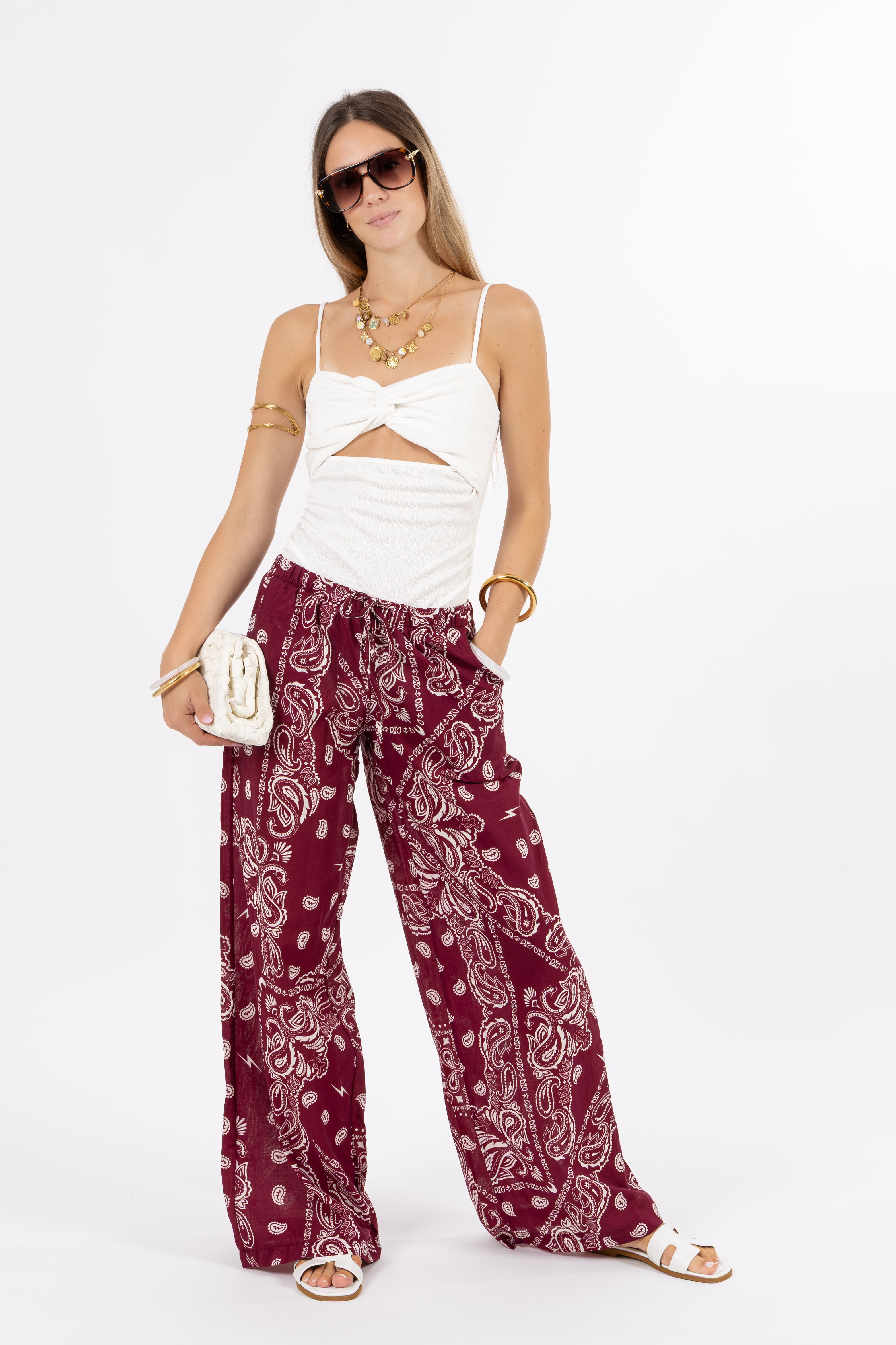 Pantalone bandana bordeaux