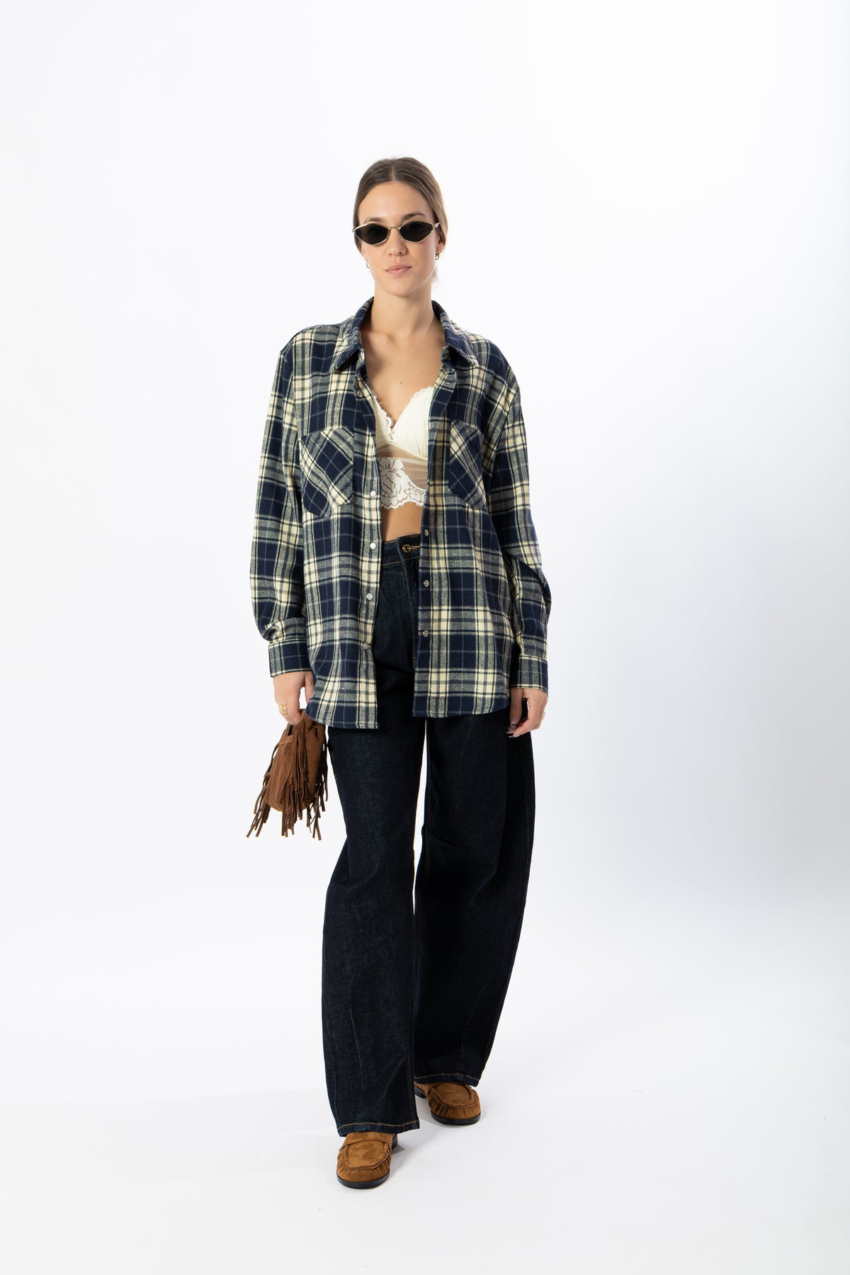 Camicia tartan blu