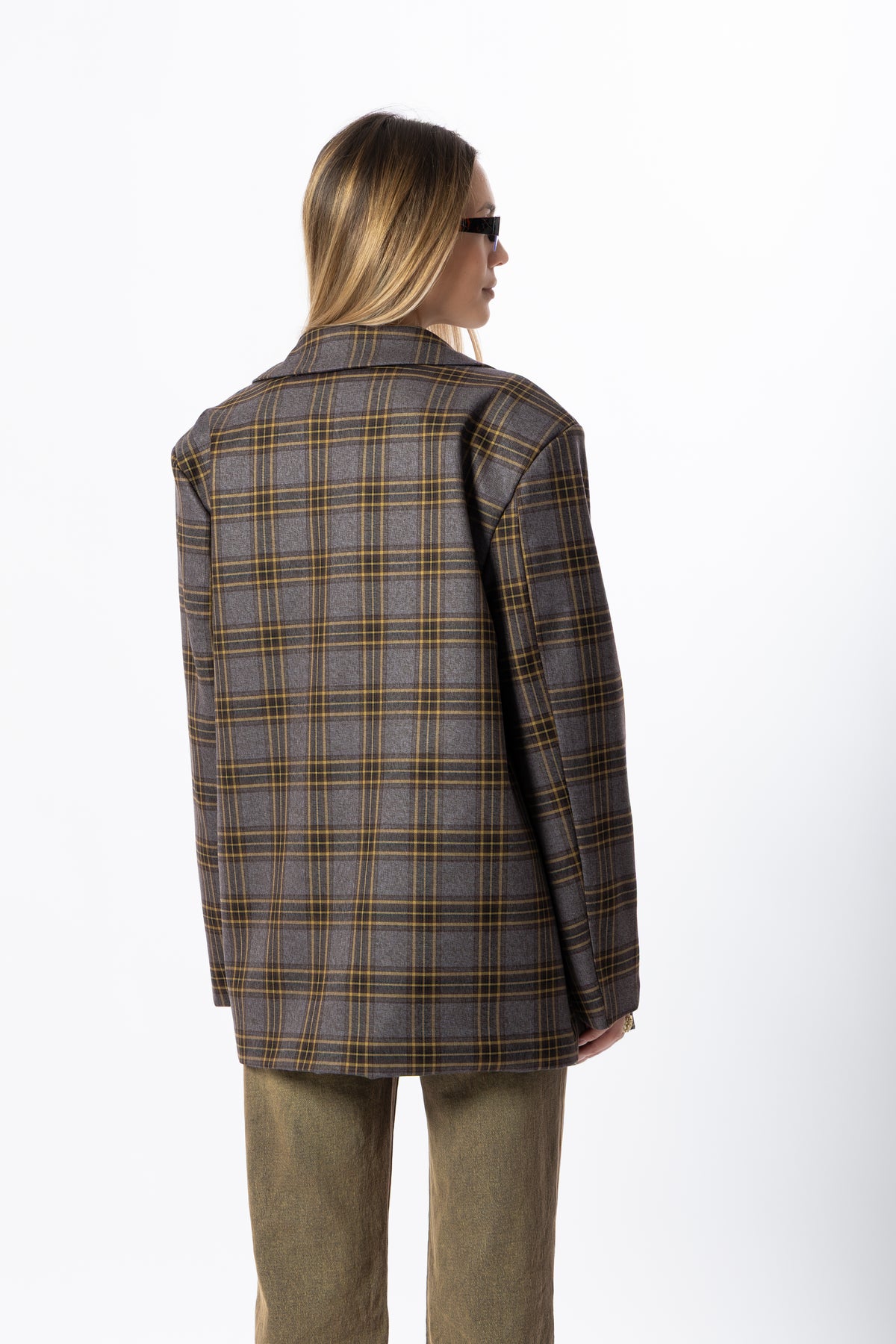 Blazer over tartan