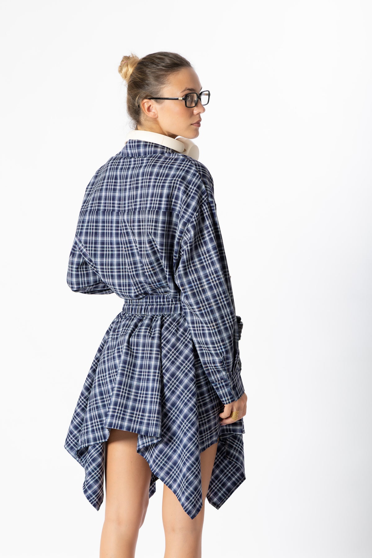 Camicia over quadri blu