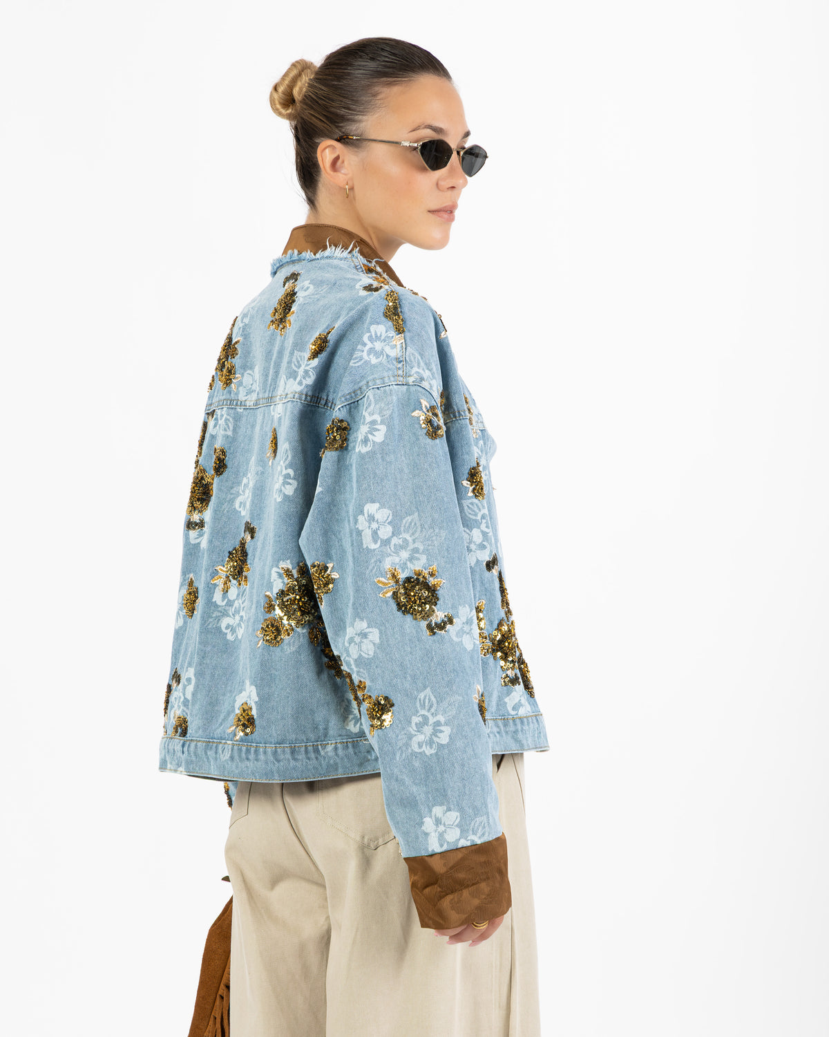 Giacca denim Laila con strass