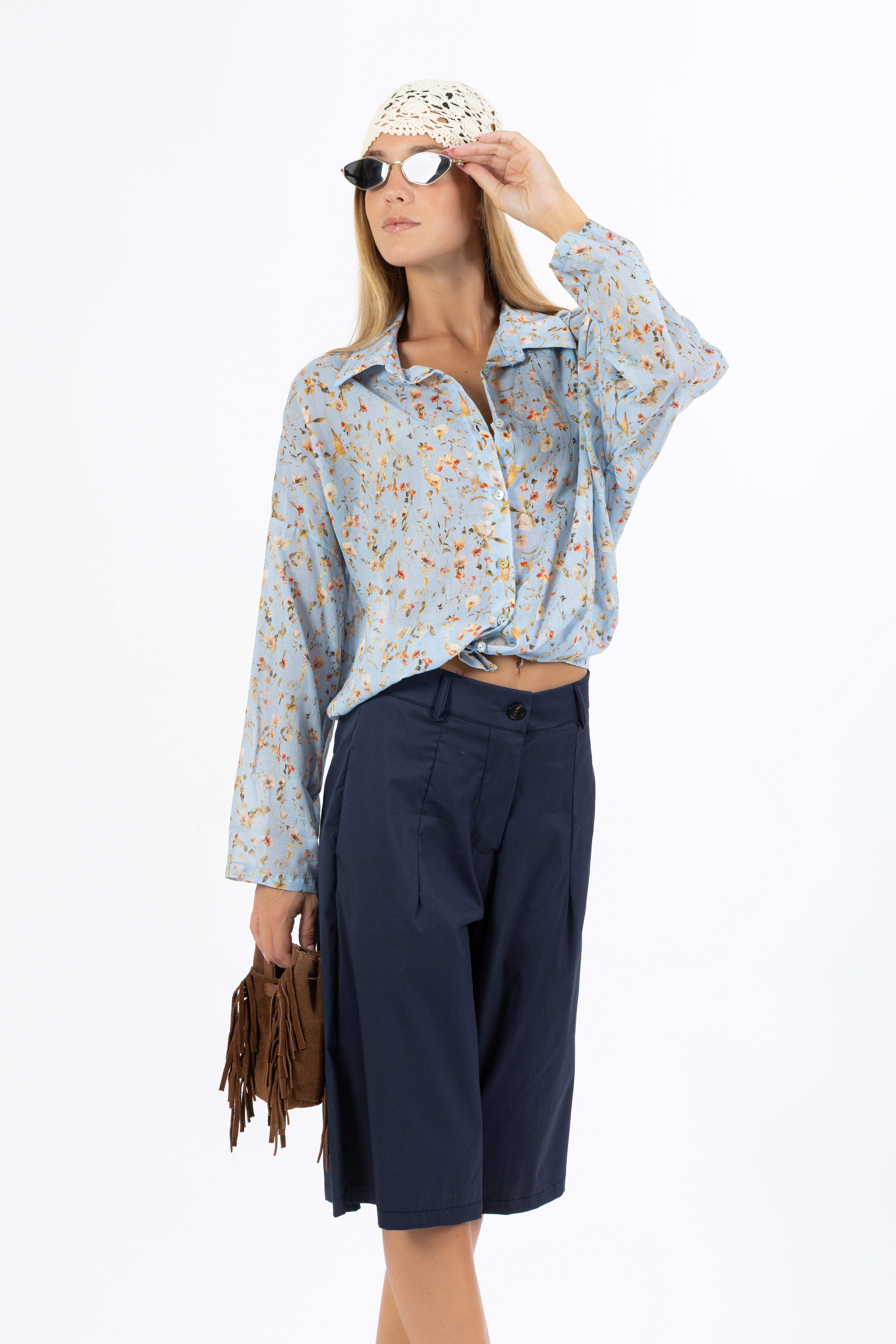 Camicia floreale azzurra