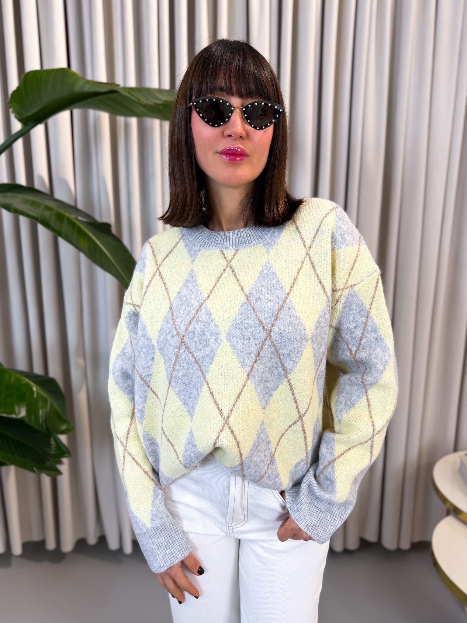 Pullover rombi giallo