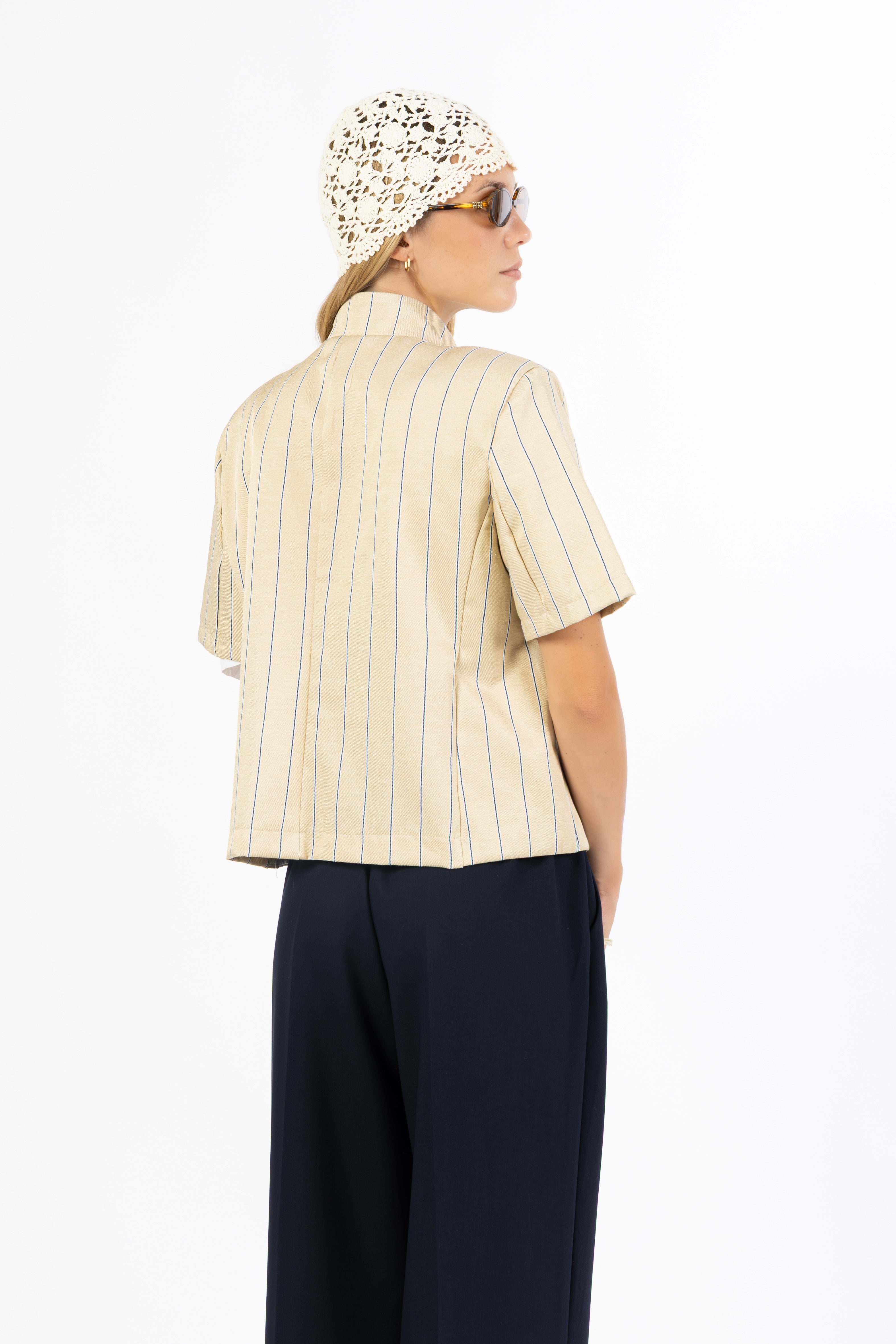 Giacca gessata beige