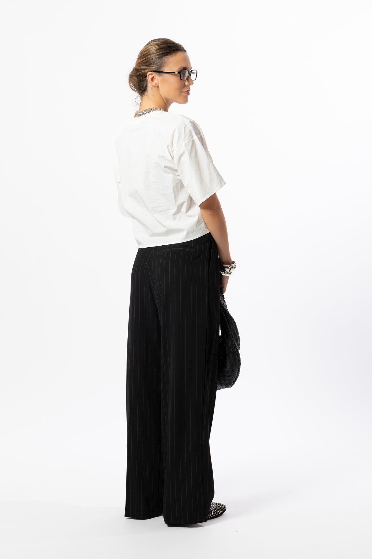 Pantalone gessato nero