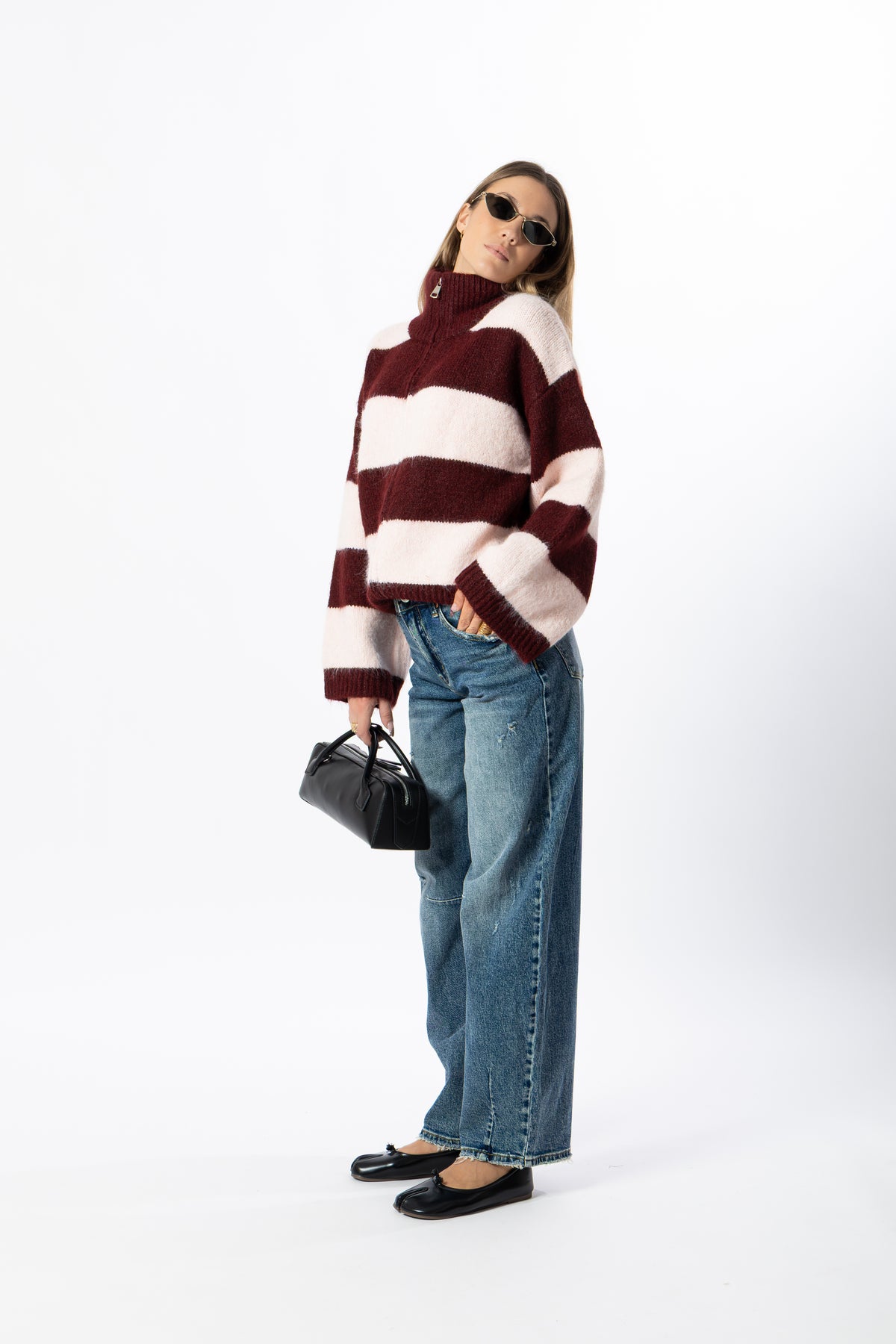Maglione righe bordeaux