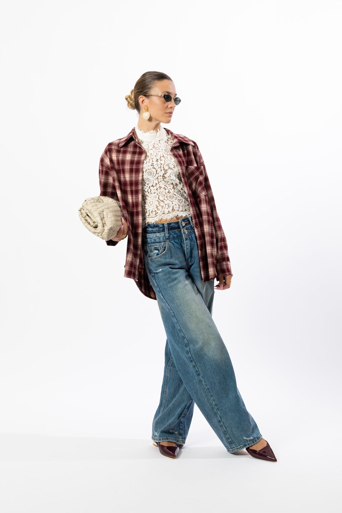 Camicia tartan bordeaux
