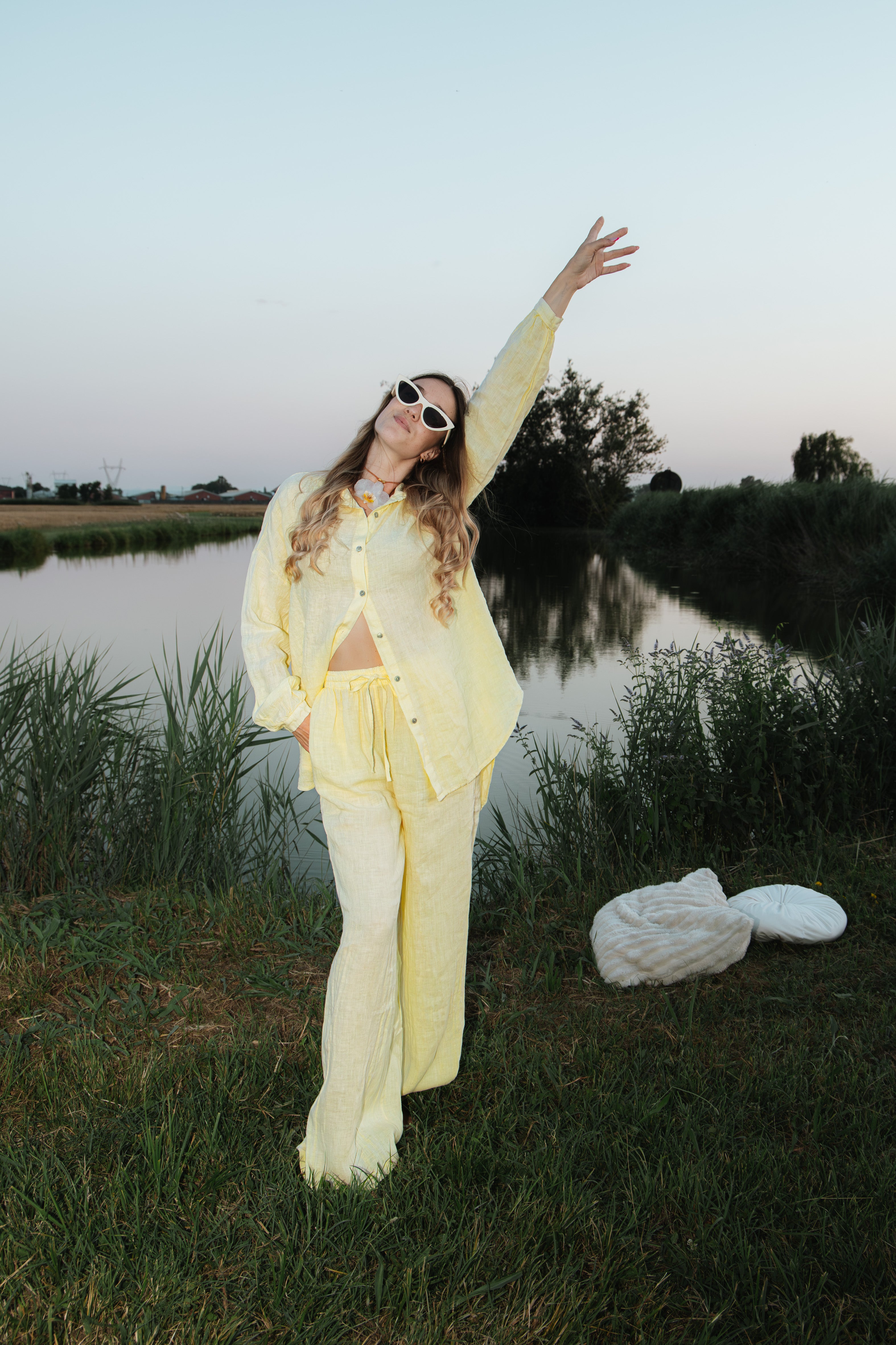 Pantalone lino giallo