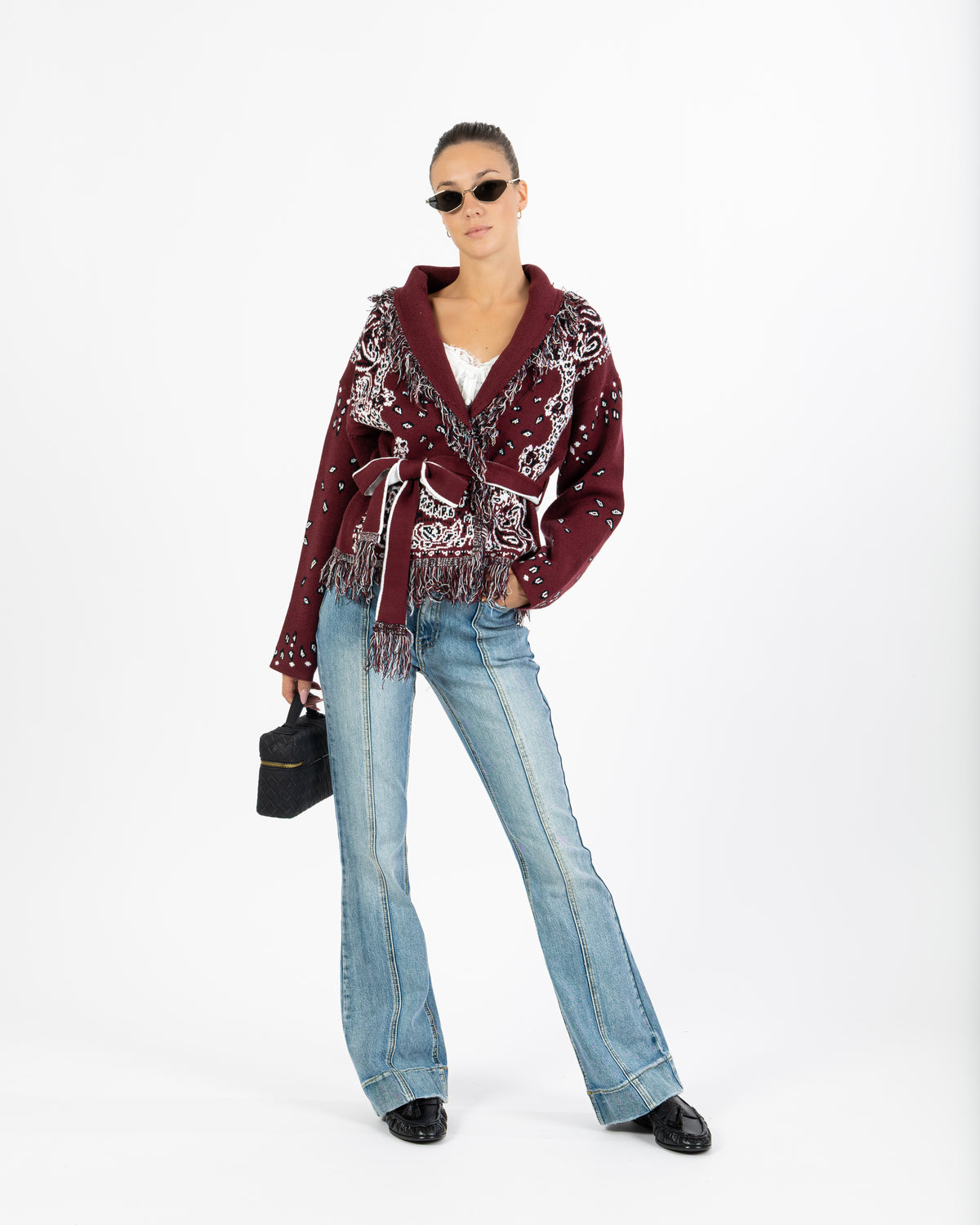 Cardigan bandana corto bordeaux