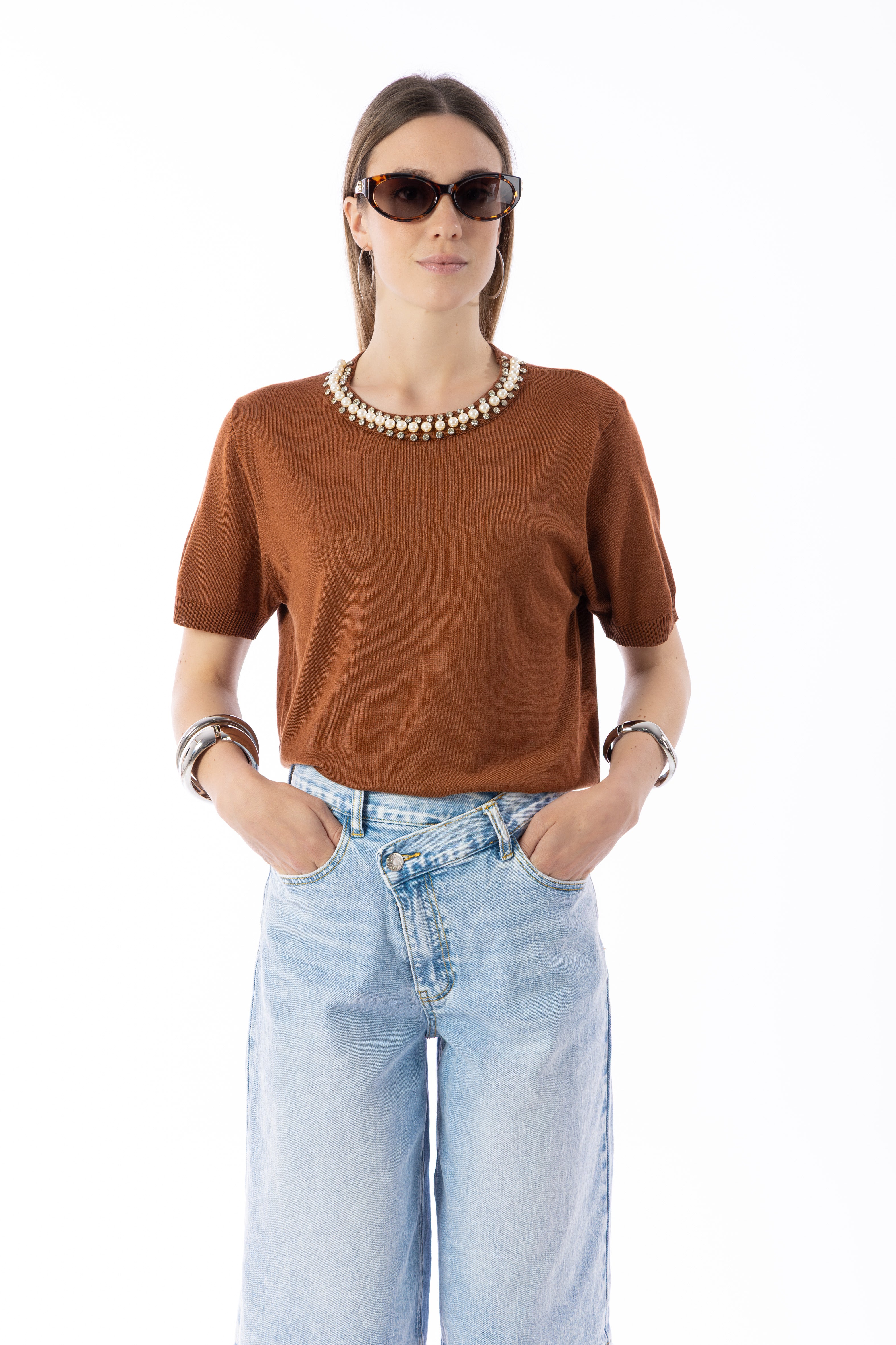 Maglia in filo con strass