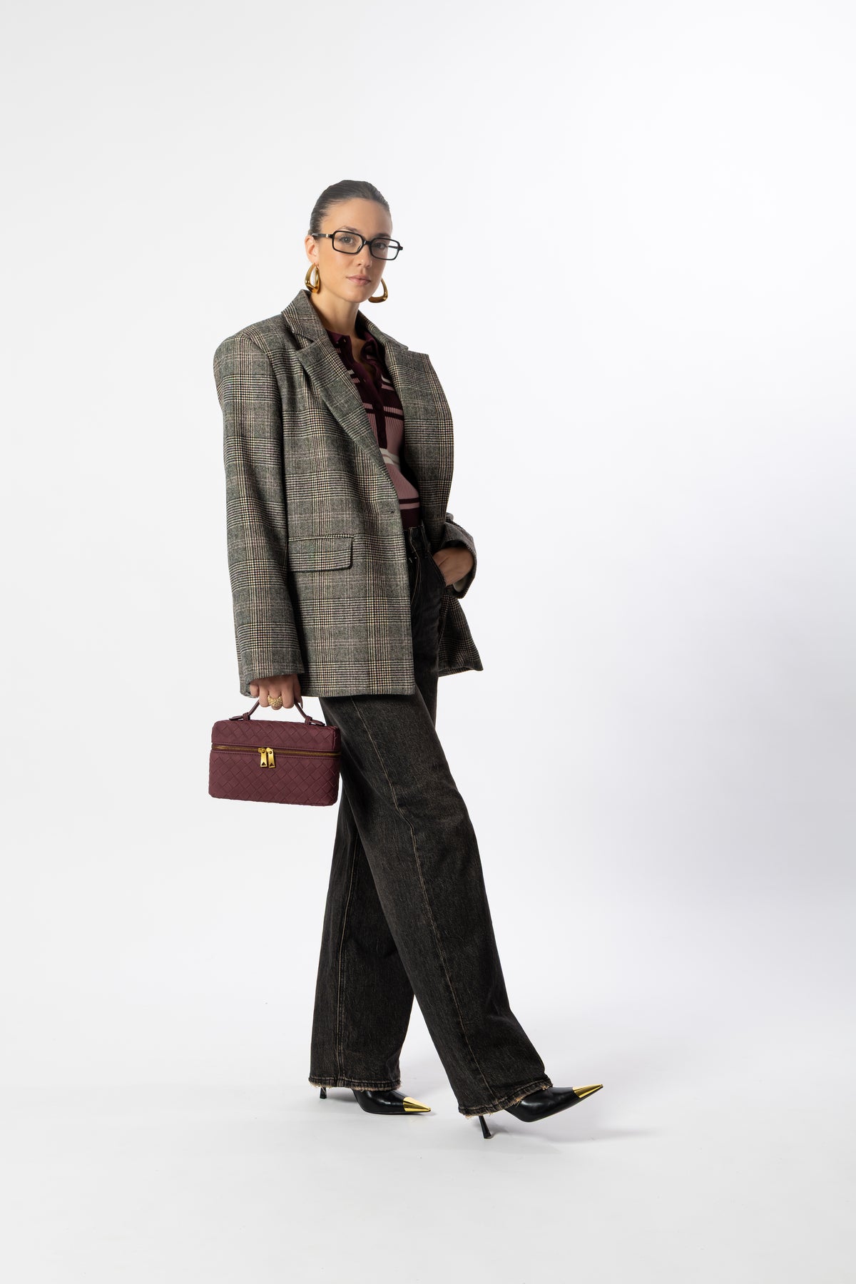 Blazer pied de poule grigio