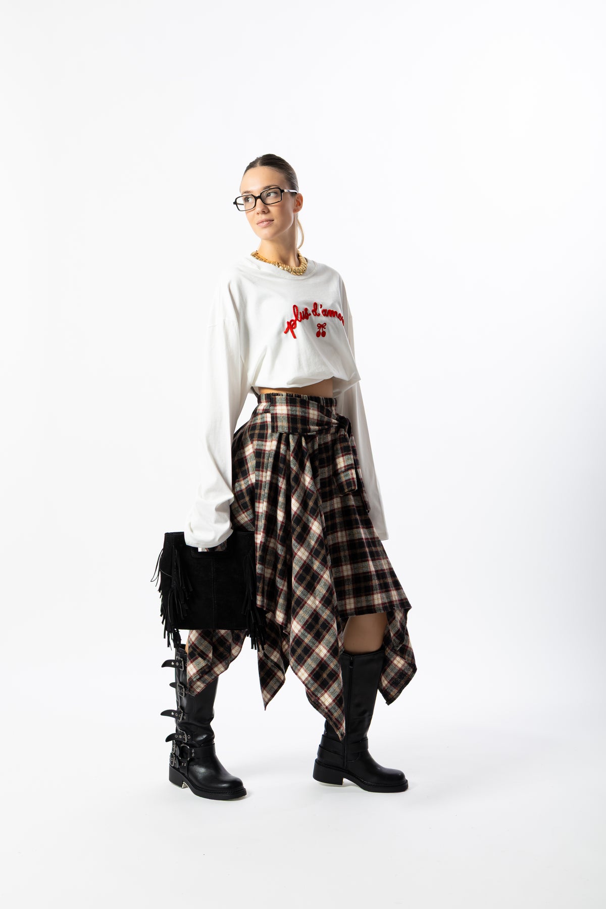 Gonna midi tartan