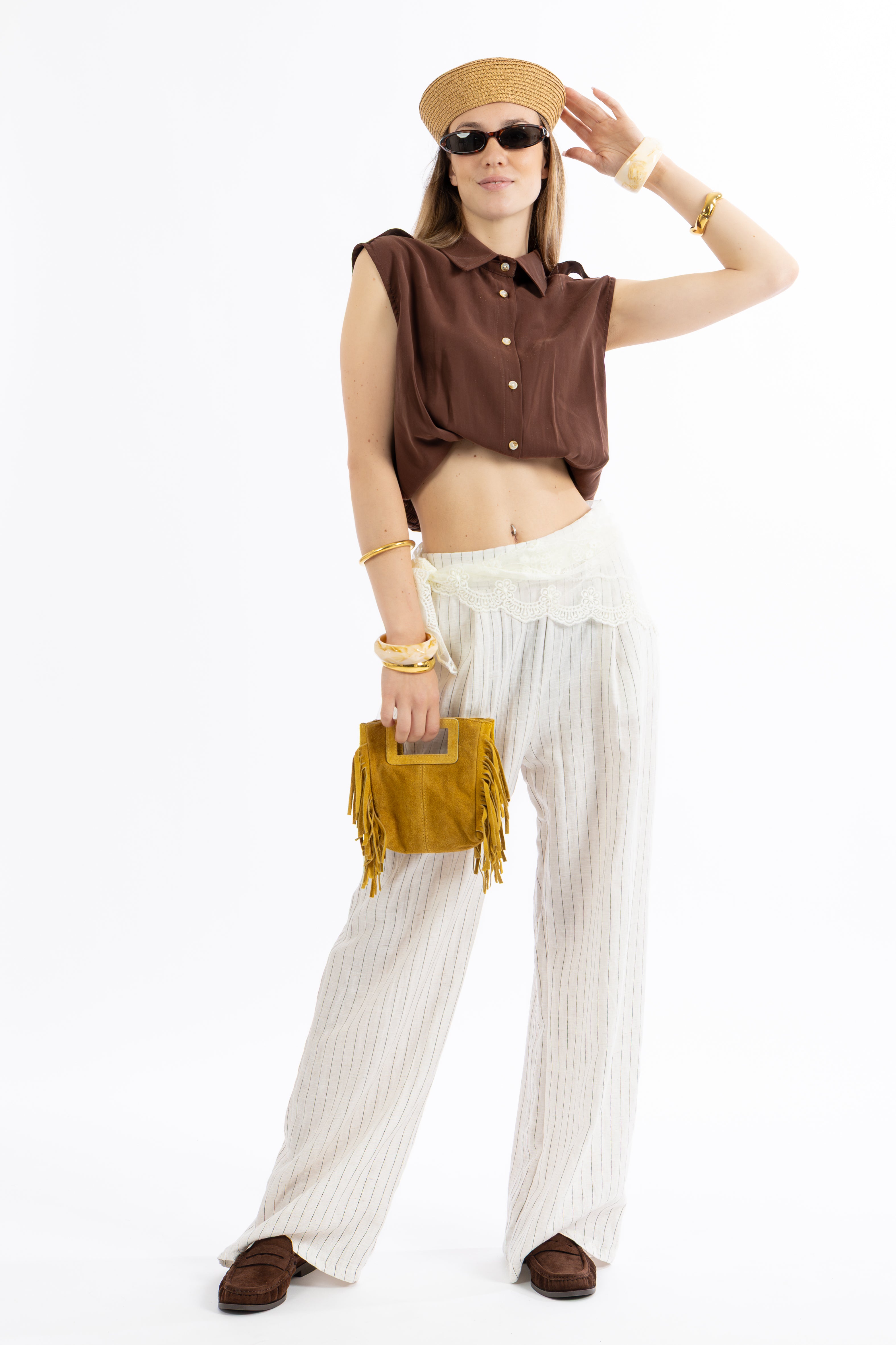 Top camicia biscotto
