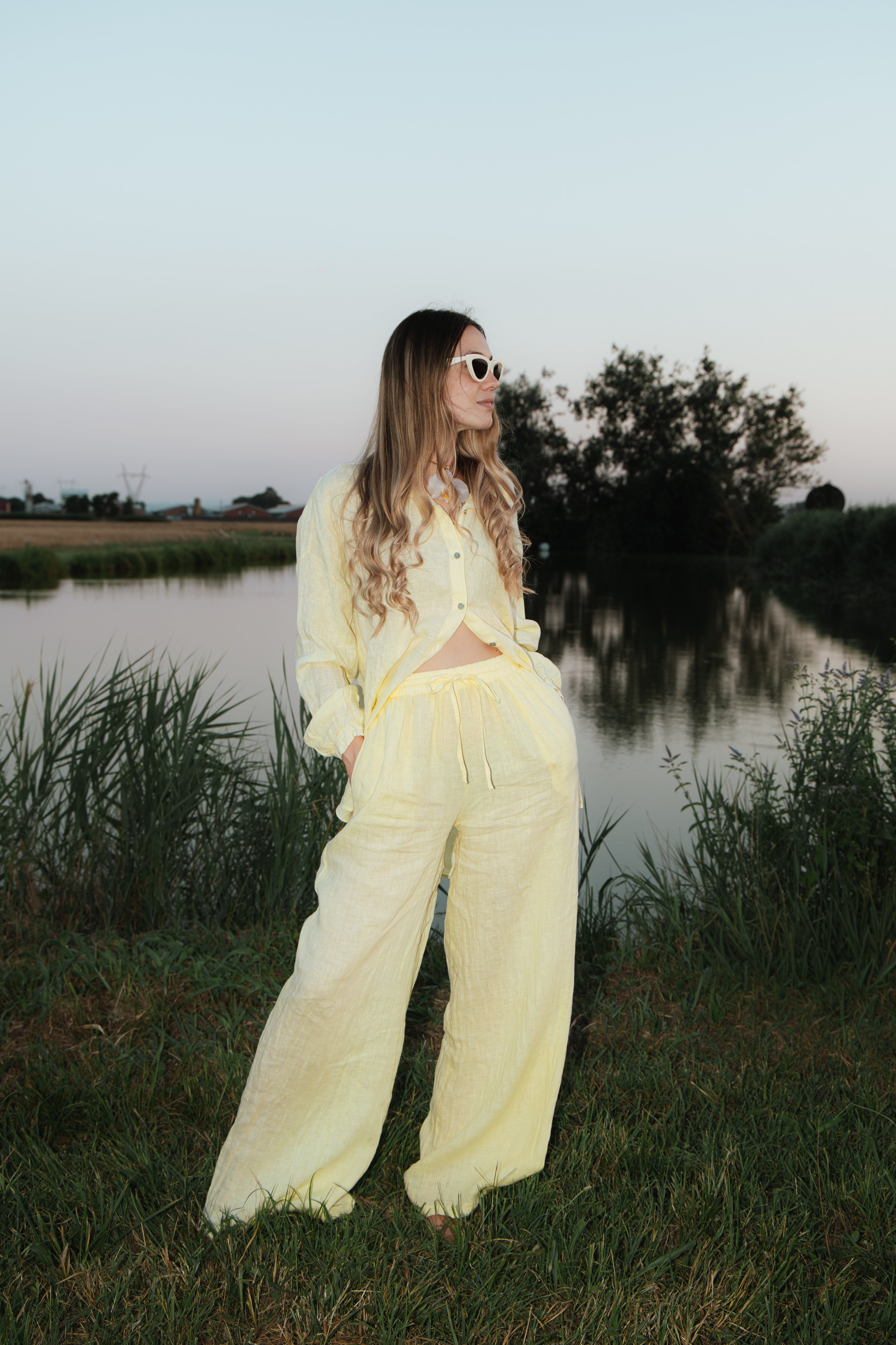 Pantalone lino giallo