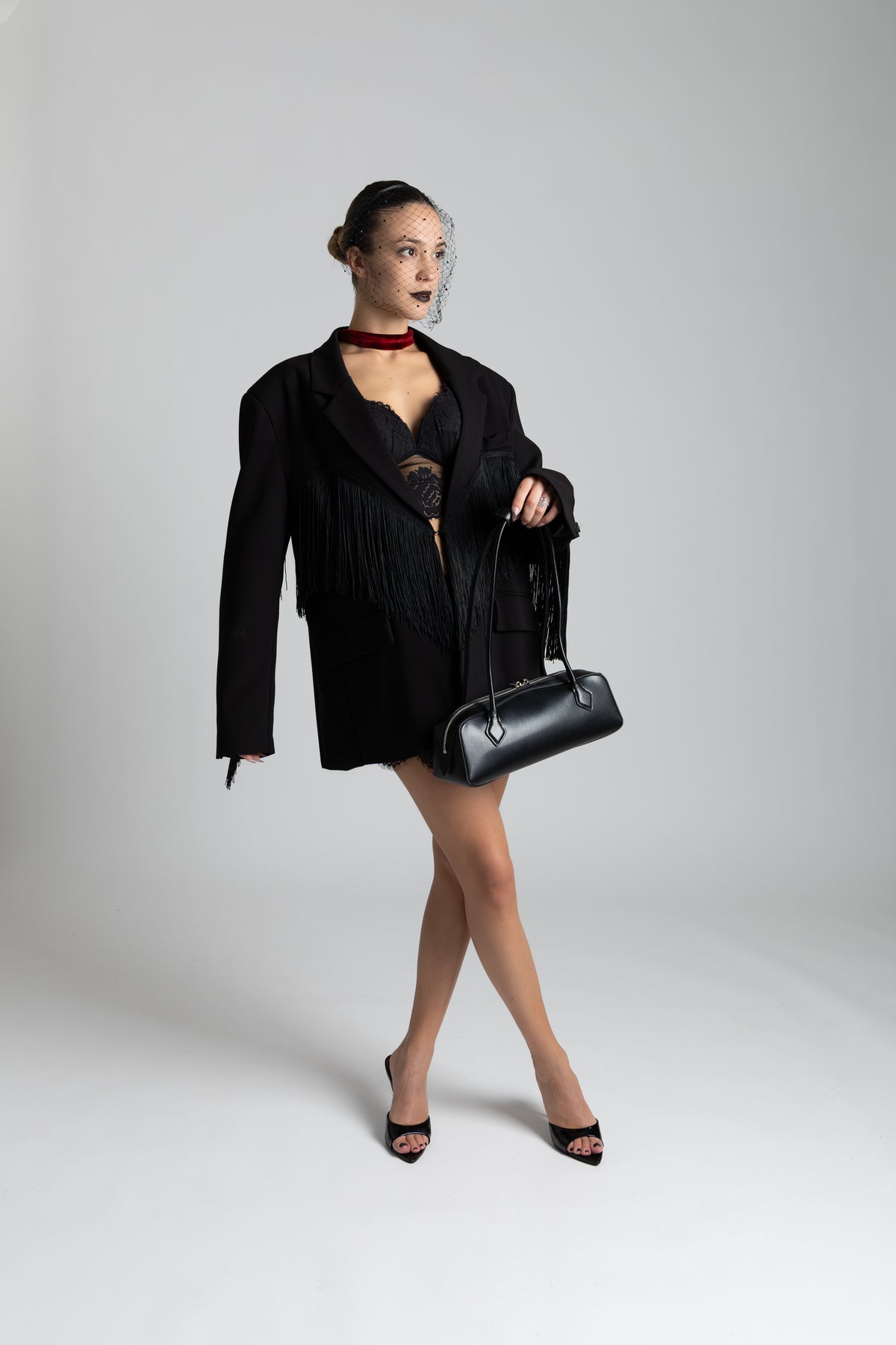 Blazer frange nero