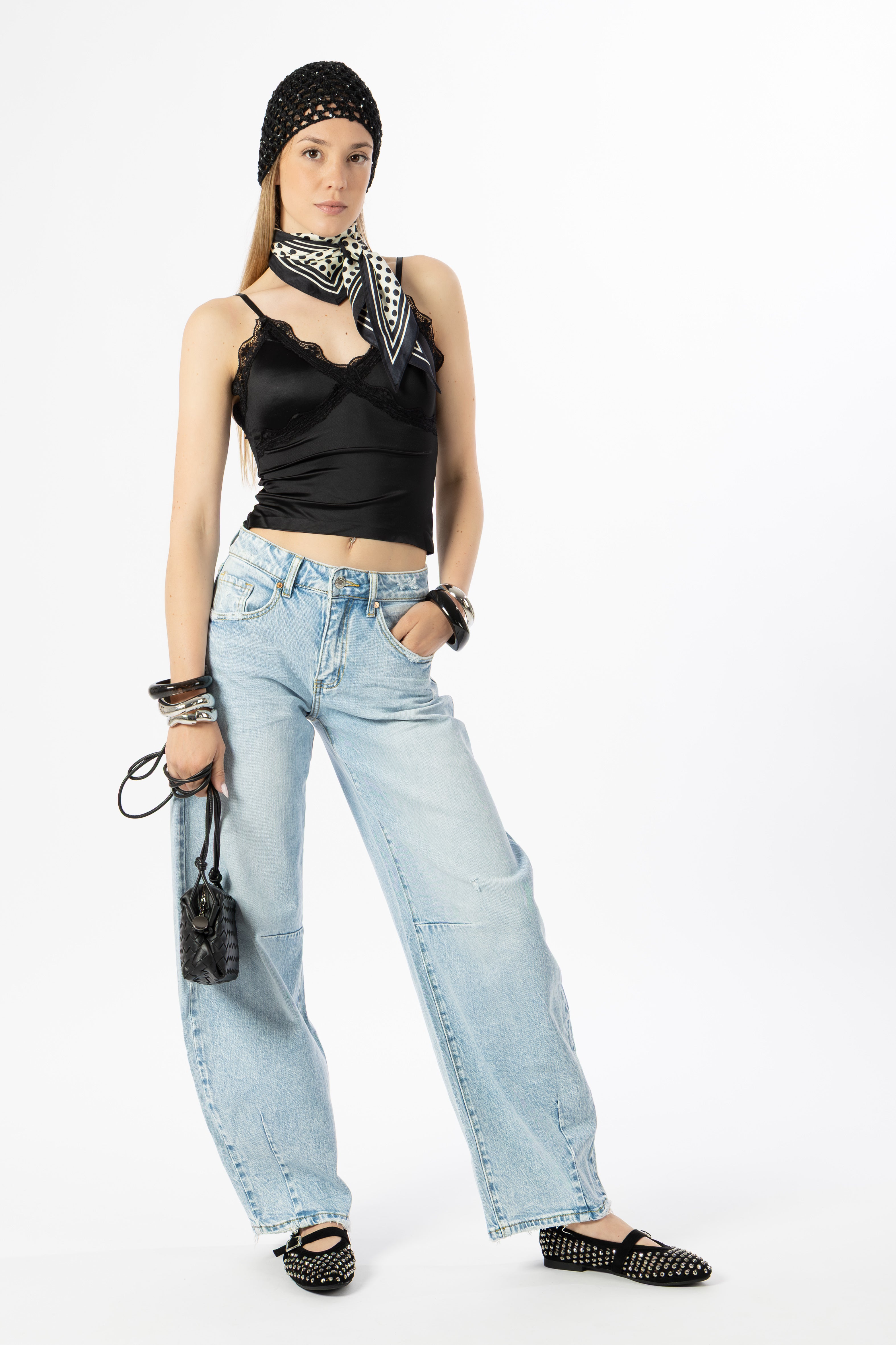 Top crop raso nero