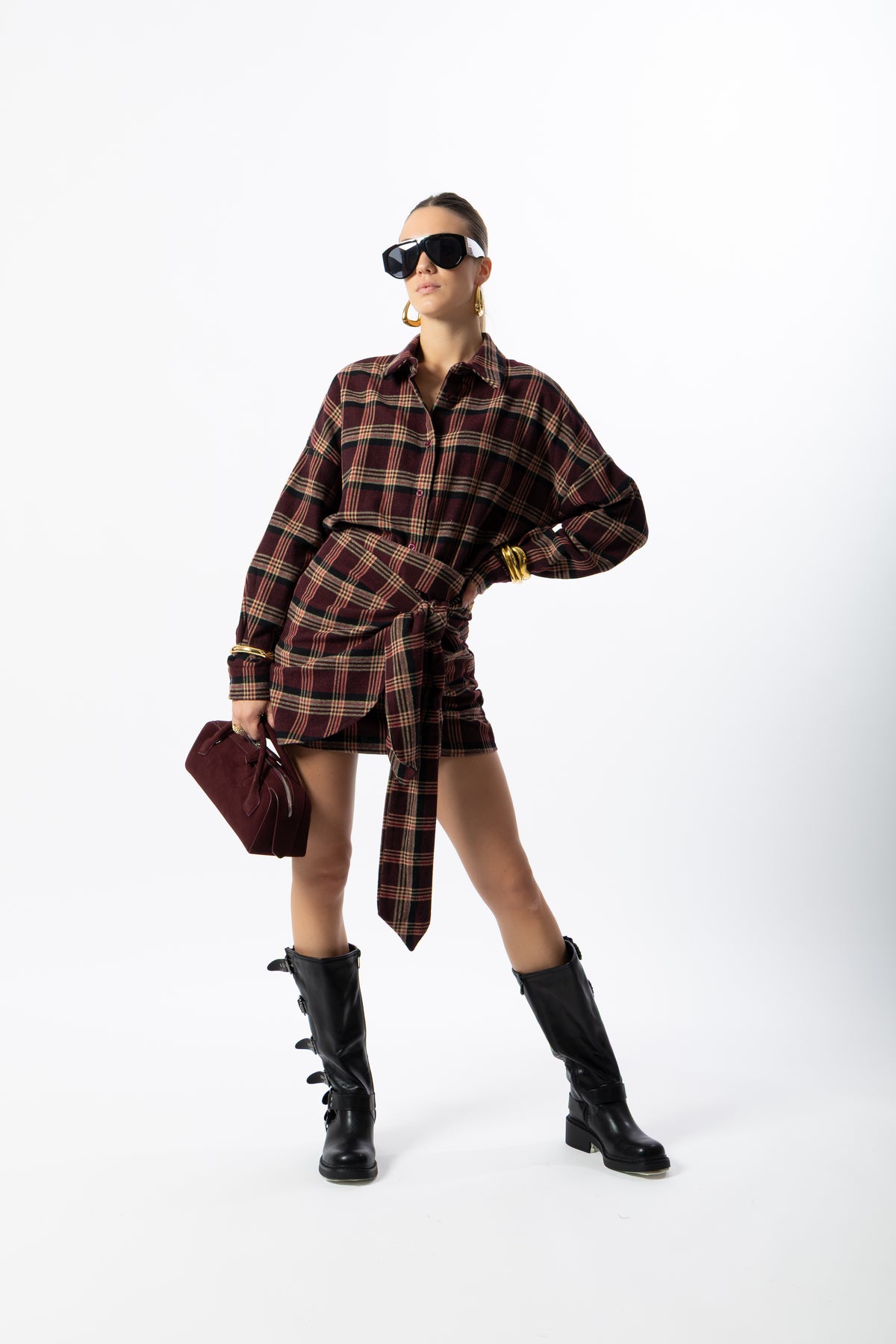 Camicia tartan bordeaux