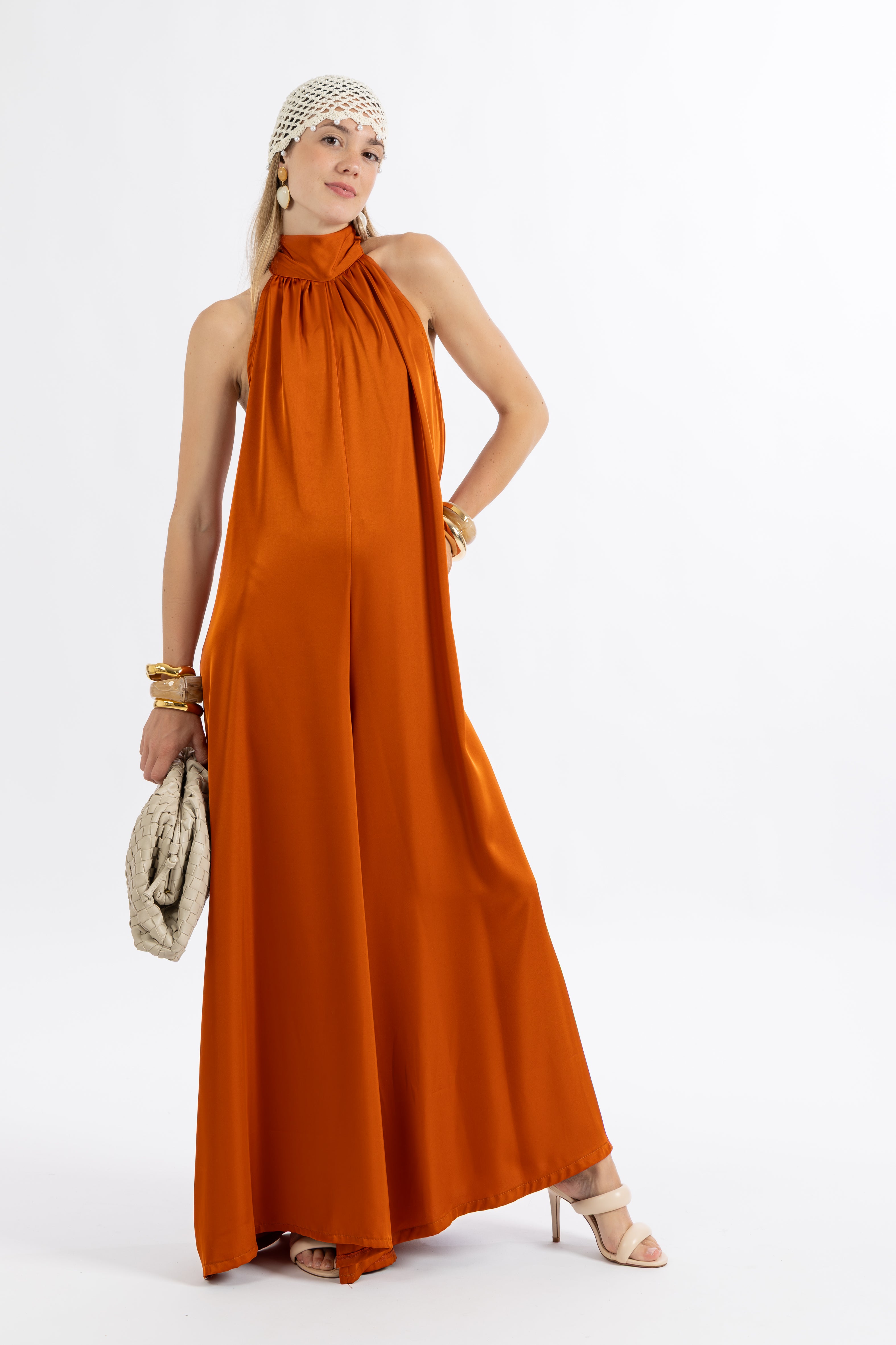Jumpsuit raso arancione