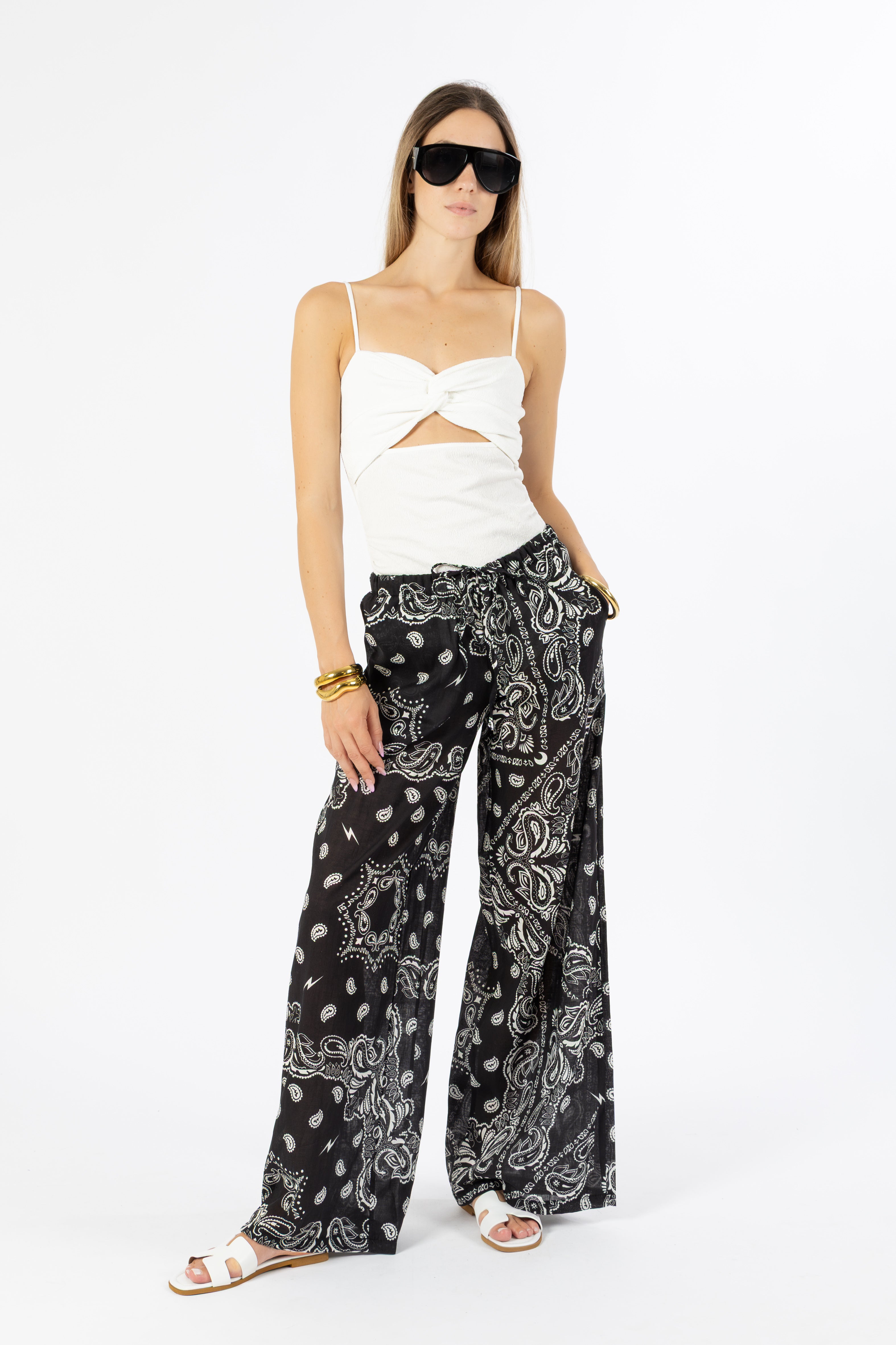 Pantalone bandana nero