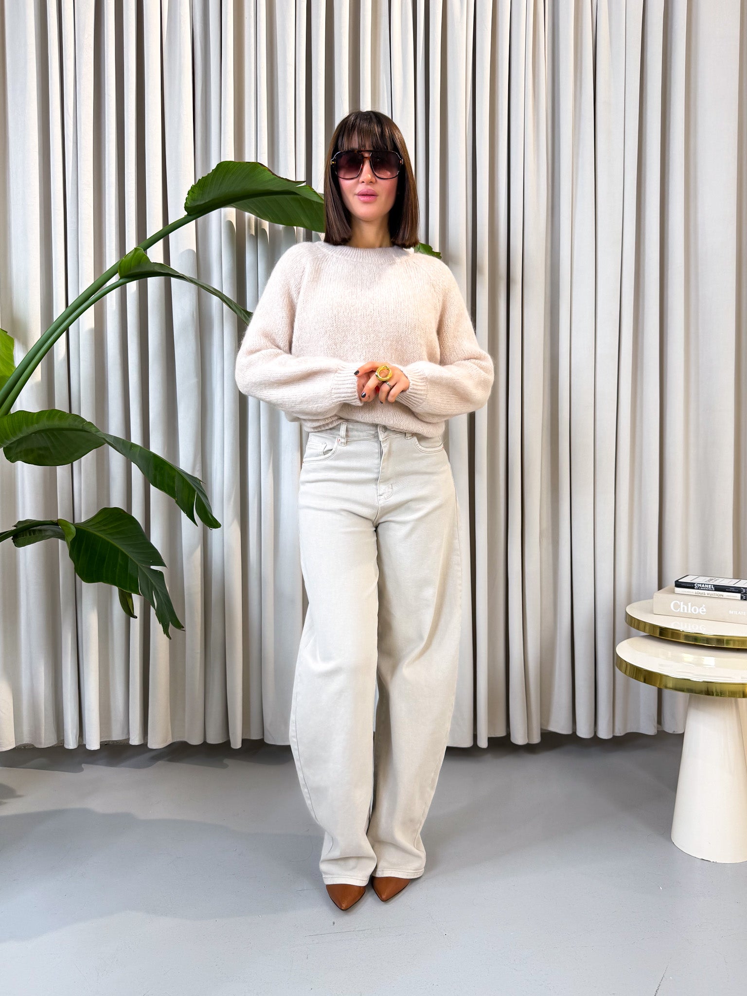 Jeans ballon beige chiaro