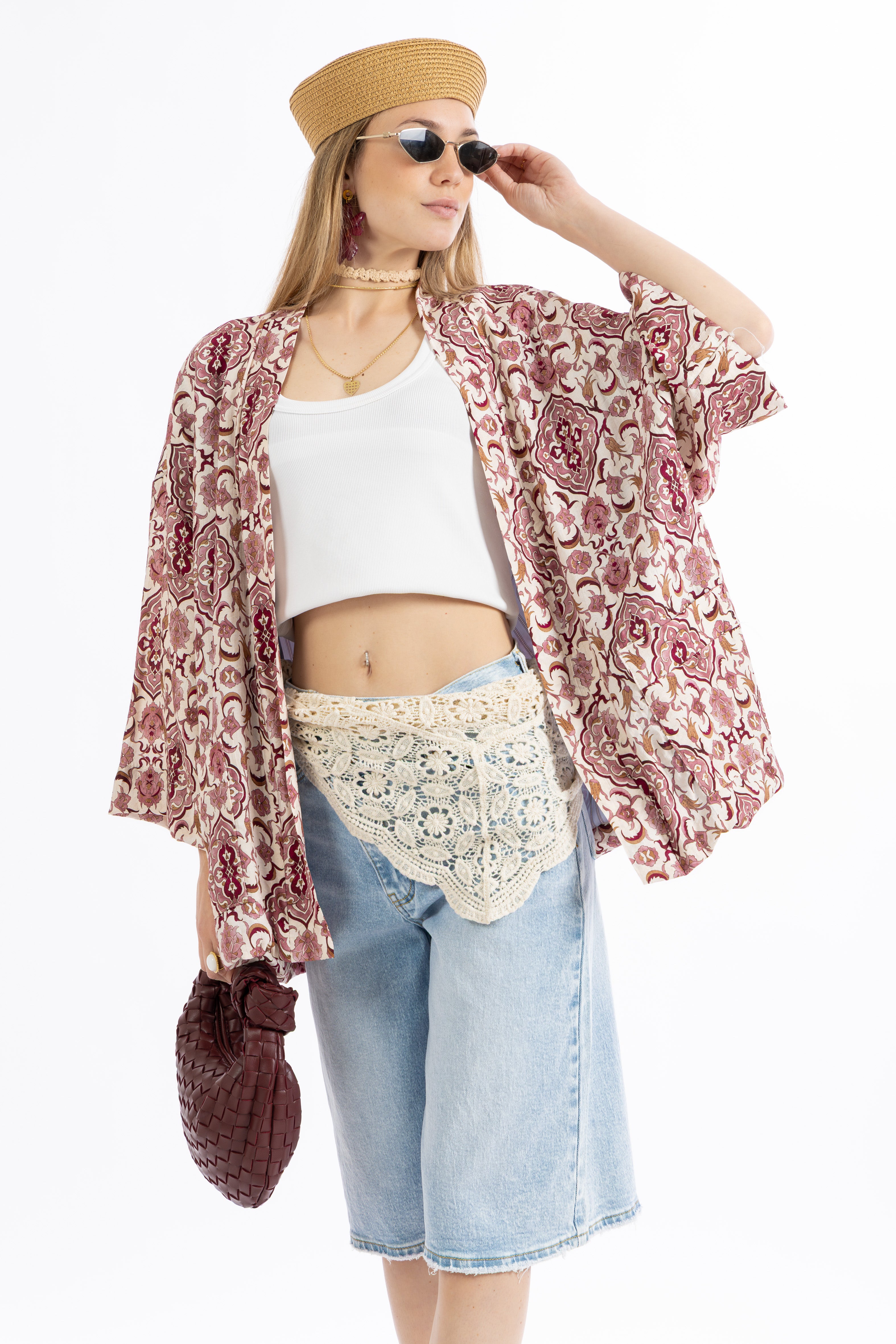 Kimono fantasia bordeaux