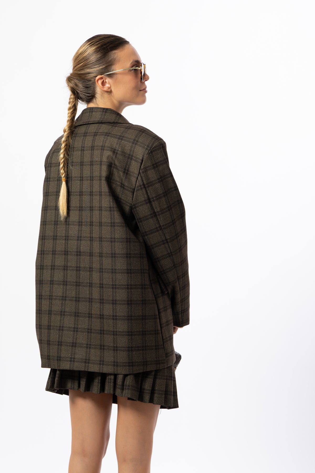 Blazer over tartan marrone