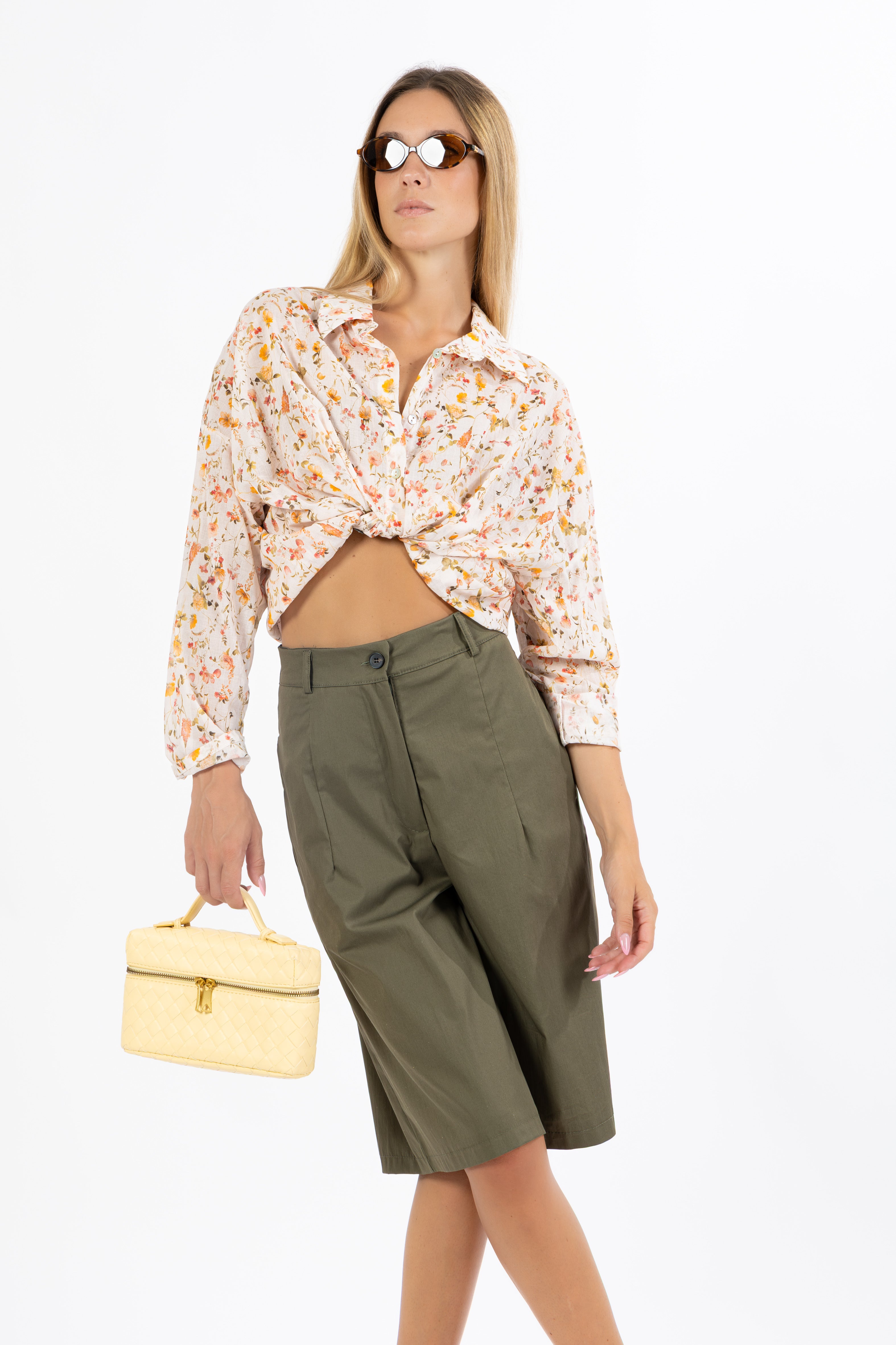 Camicia floreale panna