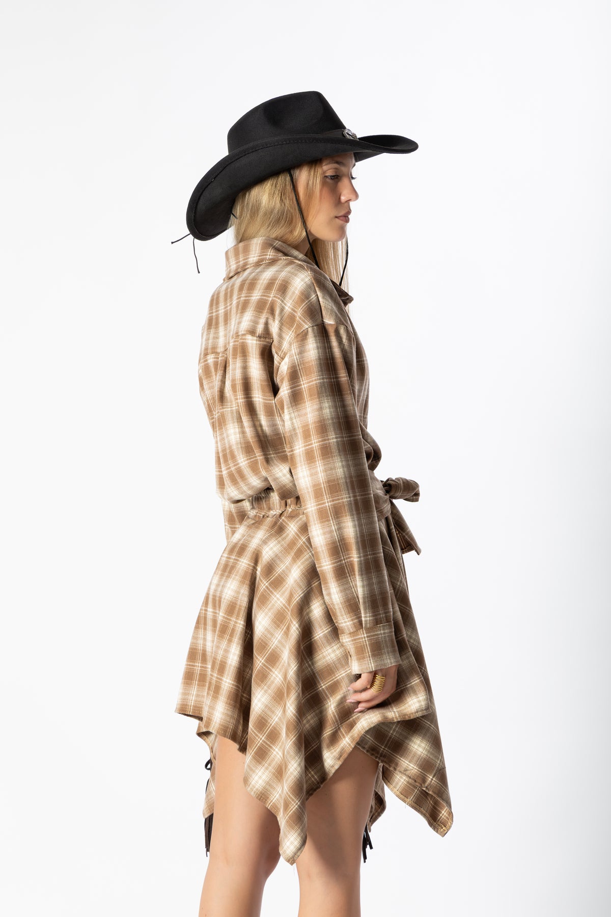 Camicia quadri beige