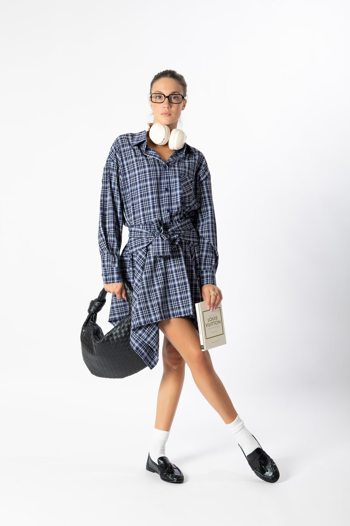 Camicia over quadri blu